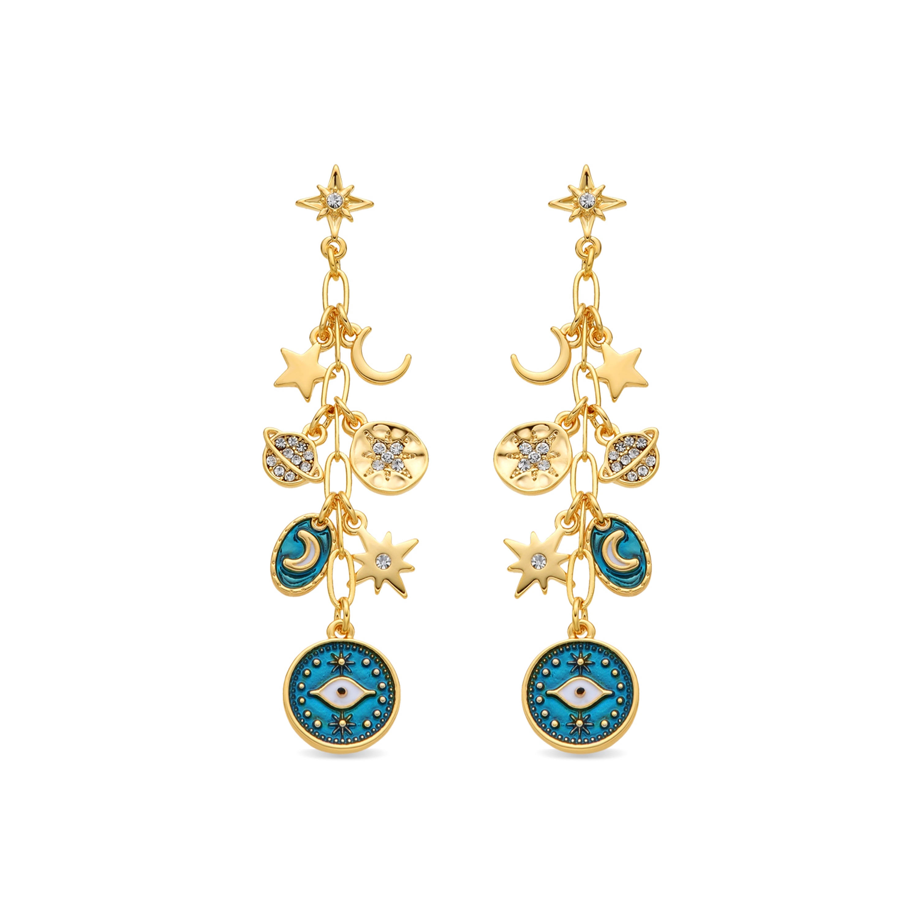 Boucles d'oreilles finition or jaune 18k et résine bleue - Wiwik