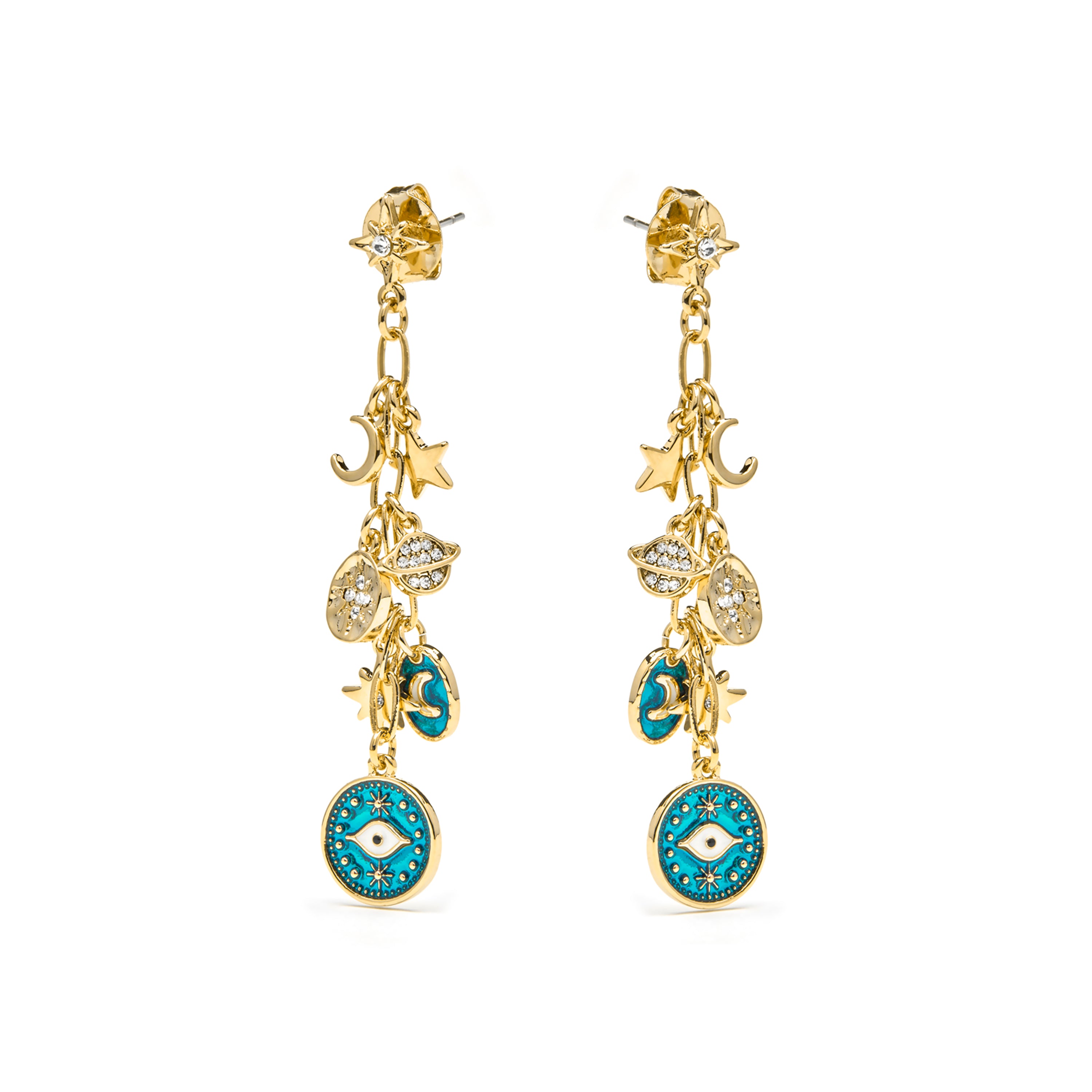 Boucles d'oreilles finition or jaune 18k et résine bleue - Wiwik