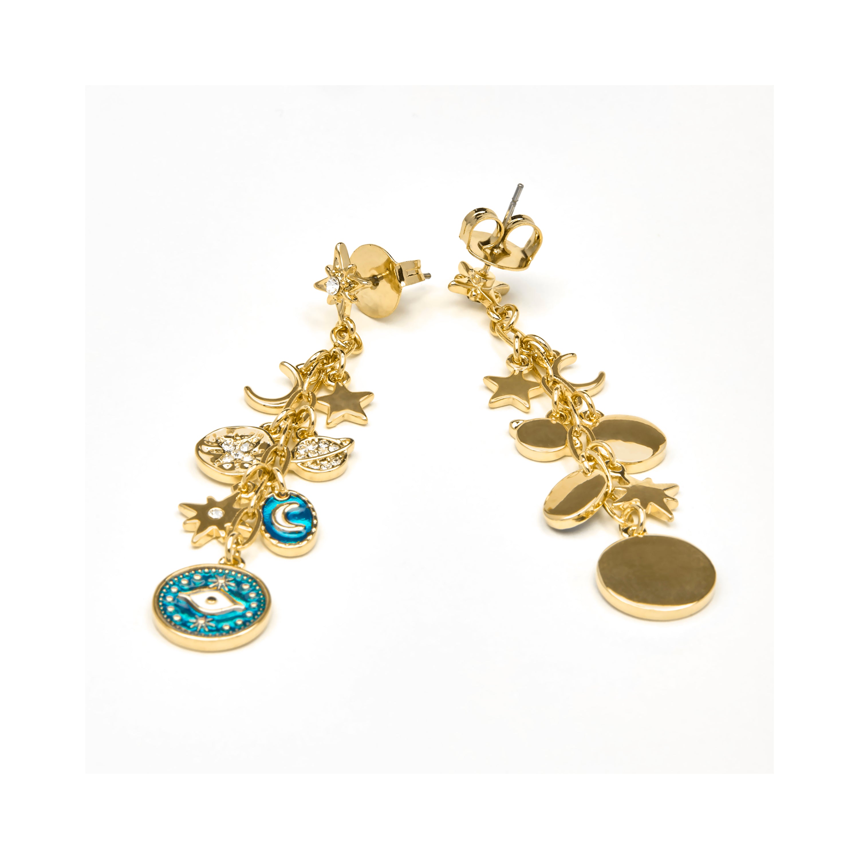 Boucles d'oreilles finition or jaune 18k et résine bleue - Wiwik