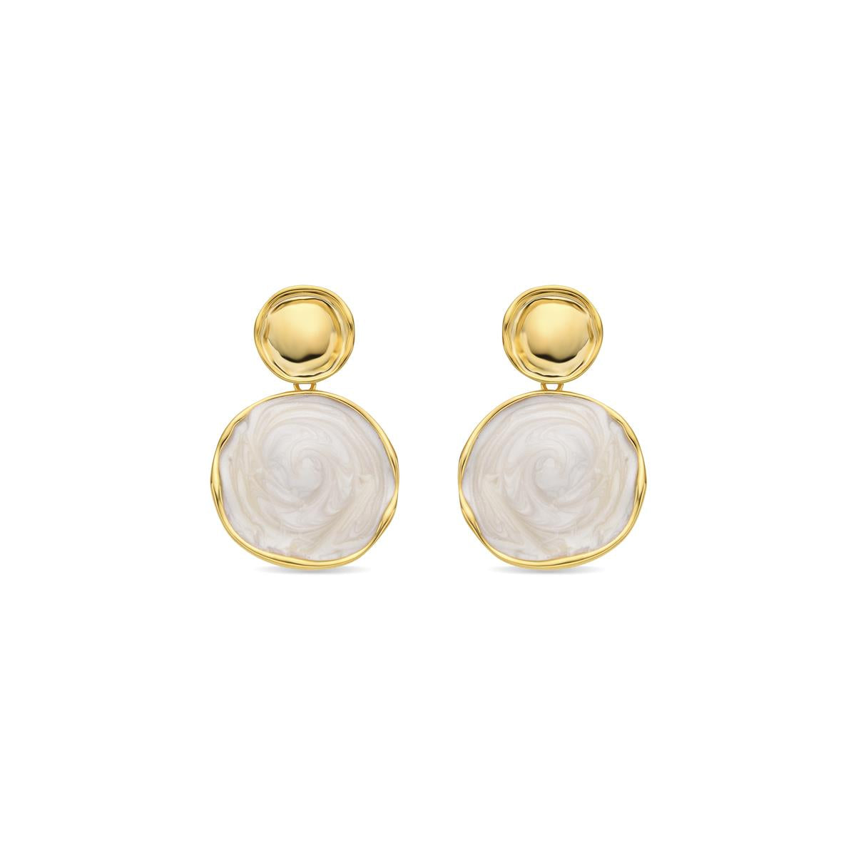 Pendientes acabado oro amarillo de 18k y Lacado Blanco - Talorzi