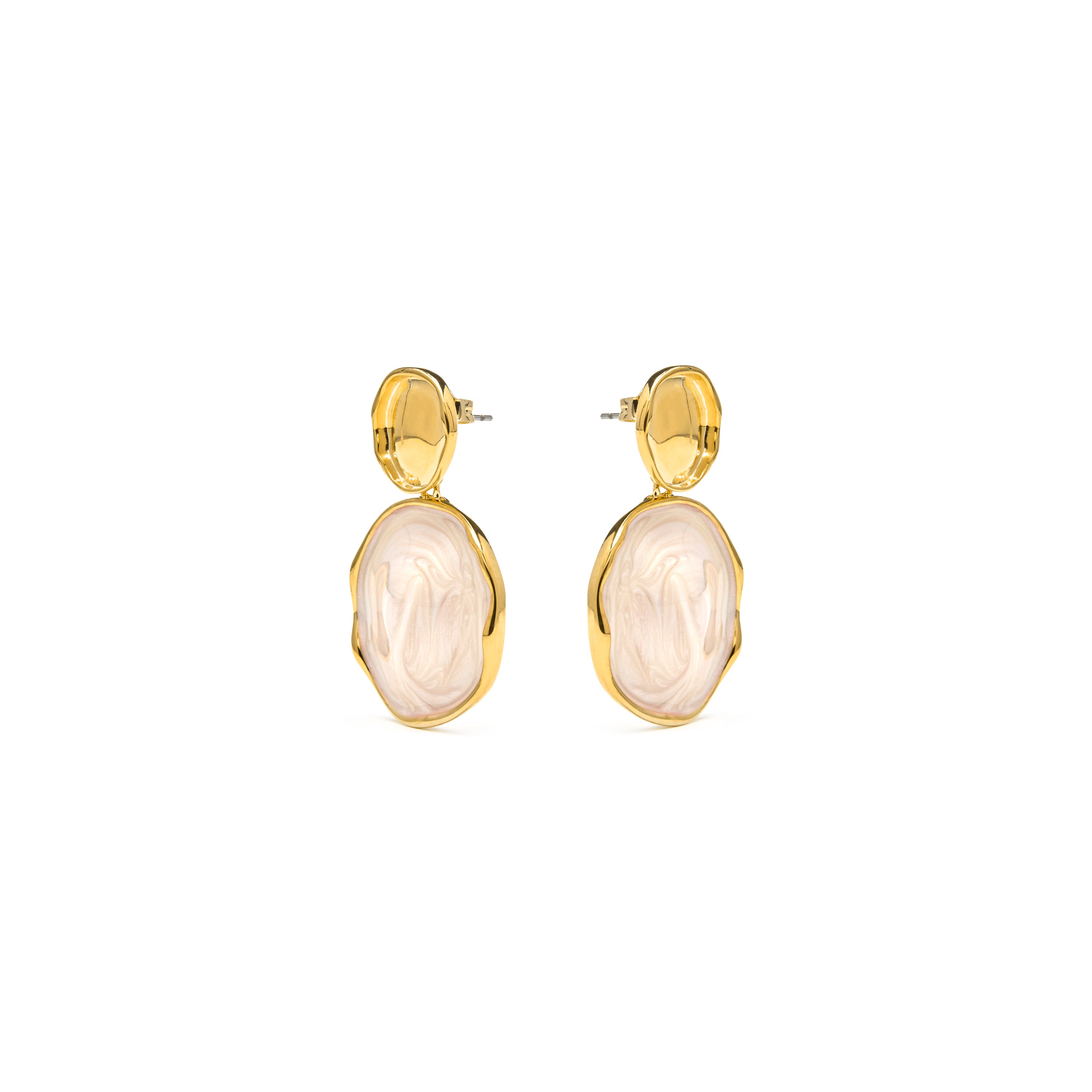 Pendientes acabado oro amarillo de 18k y Lacado Blanco - Talorzi