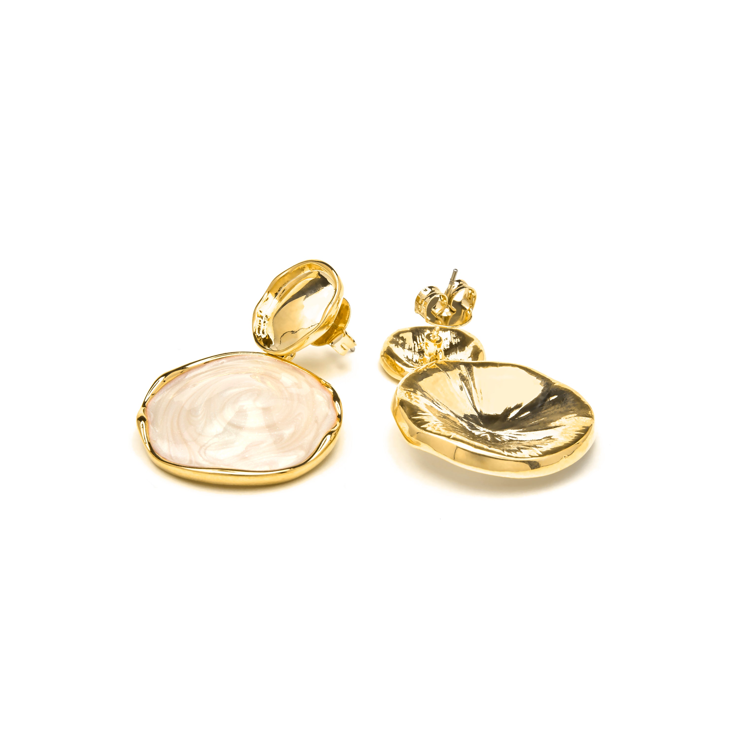 Pendientes acabado oro amarillo de 18k y Lacado Blanco - Talorzi