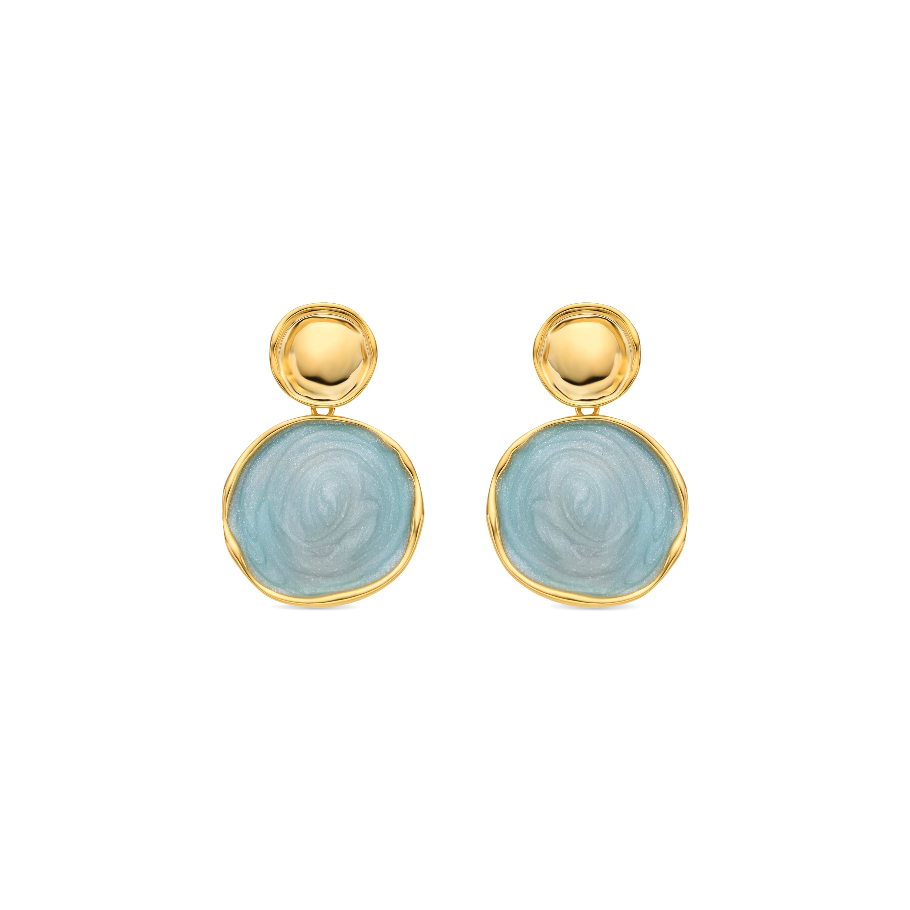 Talorzi Ohrringe mit blauem Lack und 18k Gelbgold-Finish