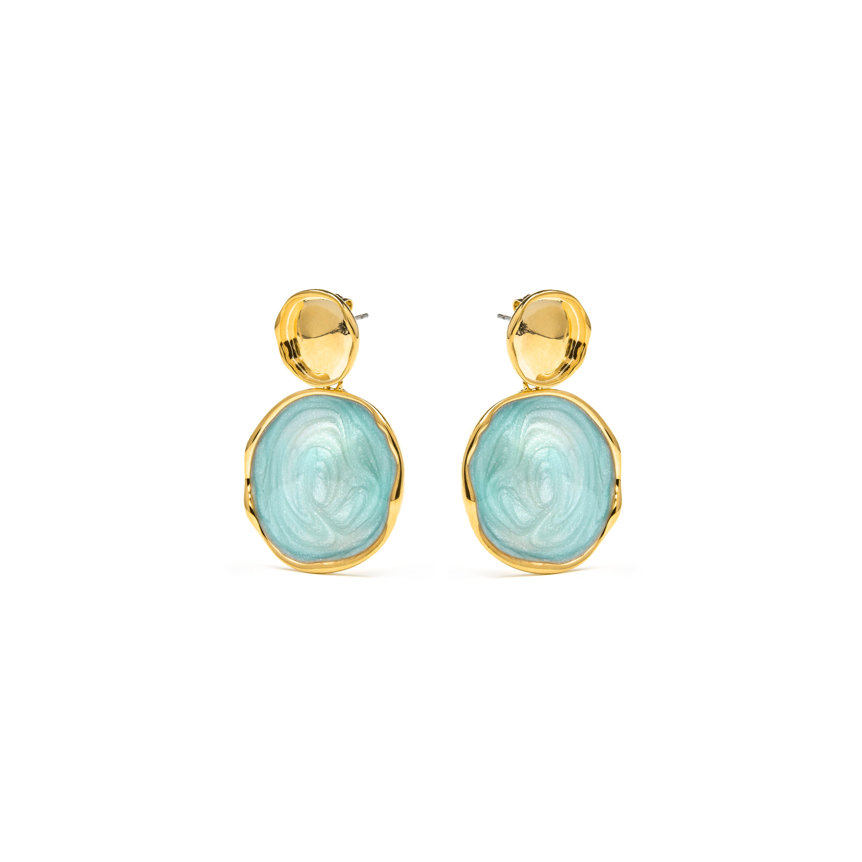 Talorzi Ohrringe mit blauem Lack und 18k Gelbgold-Finish
