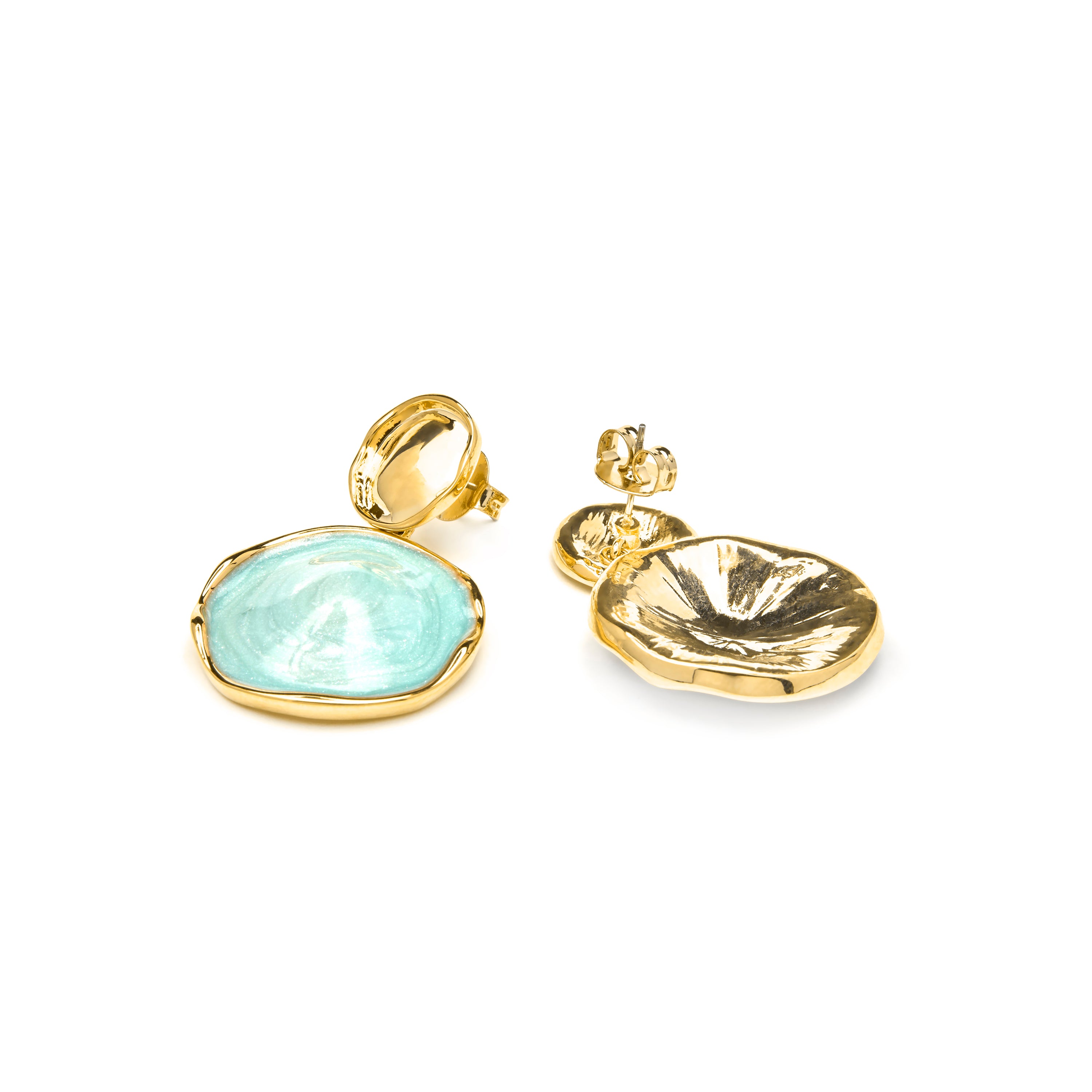 Talorzi Ohrringe mit blauem Lack und 18k Gelbgold-Finish