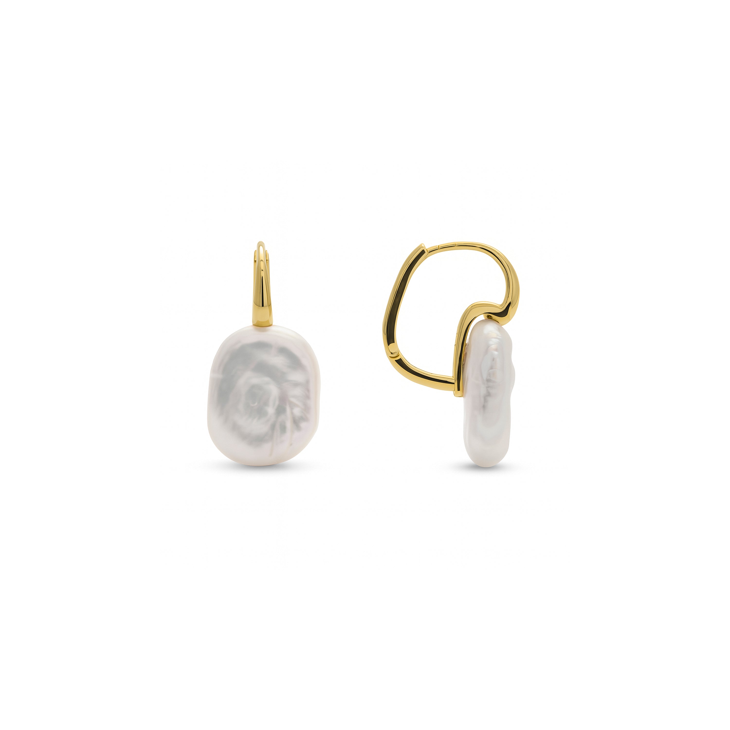 Boucles d'oreilles en perle blanche finition or jaune 18k - Thessa