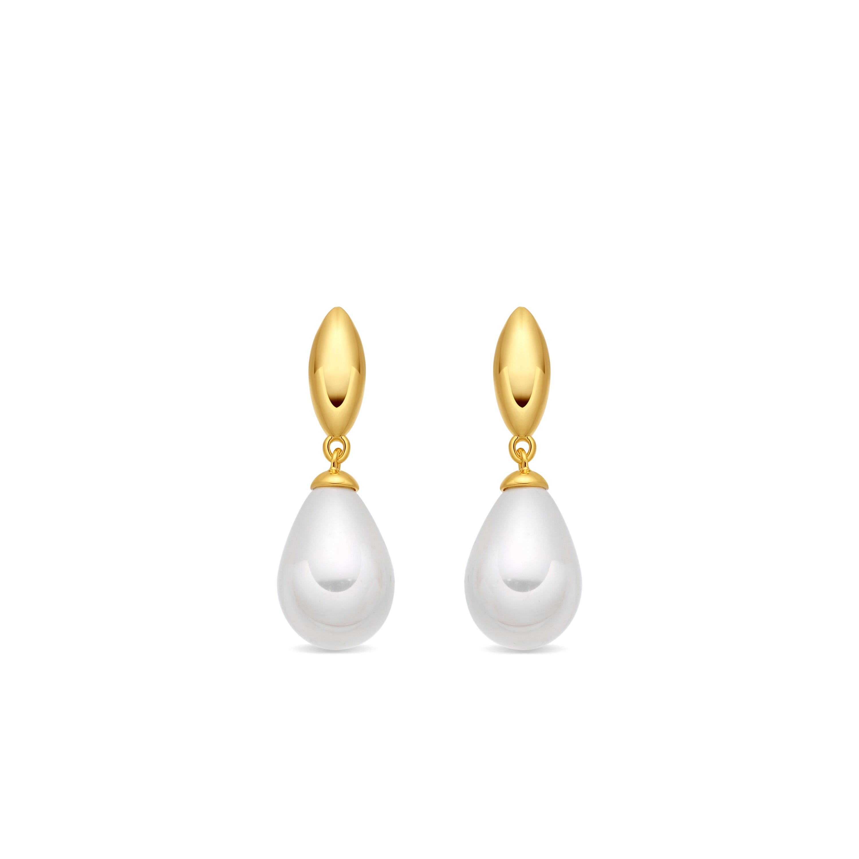 Boucles d'oreilles en perle blanche finition or jaune 18 carats - Dyao