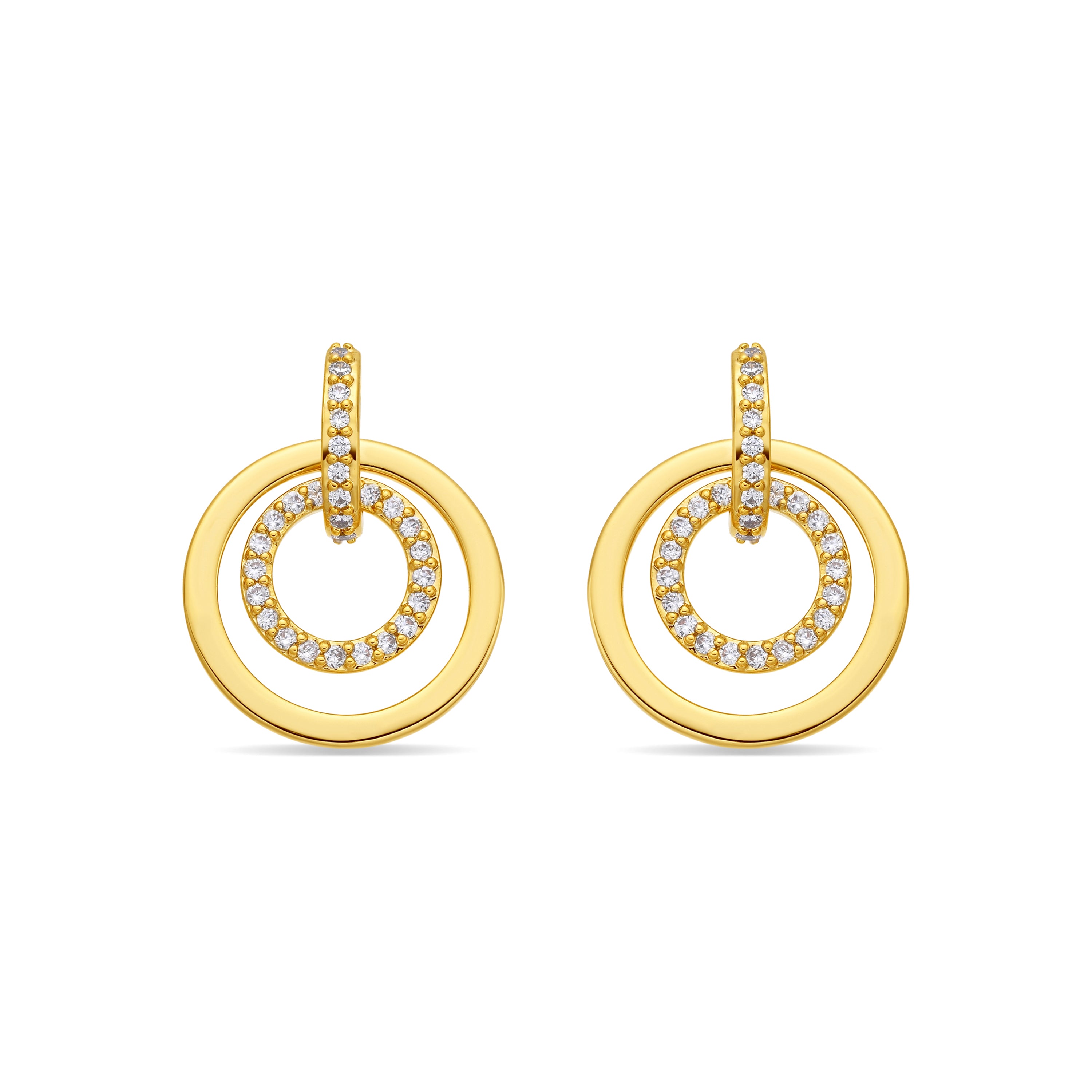 Pendientes de Circonita Brillante acabado en oro amarillo de 18k - Nahio