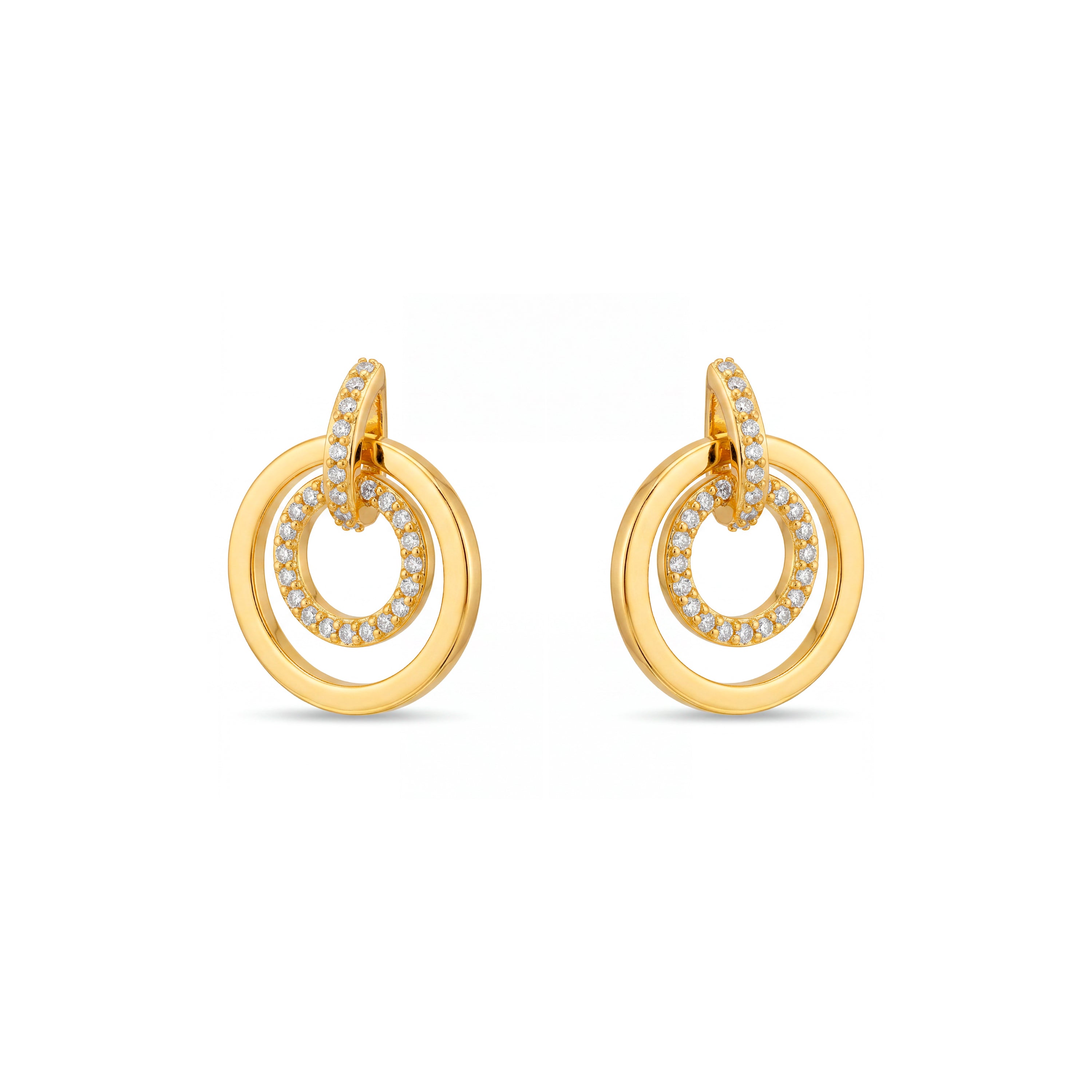 Pendientes de Circonita Brillante acabado en oro amarillo de 18k - Nahio