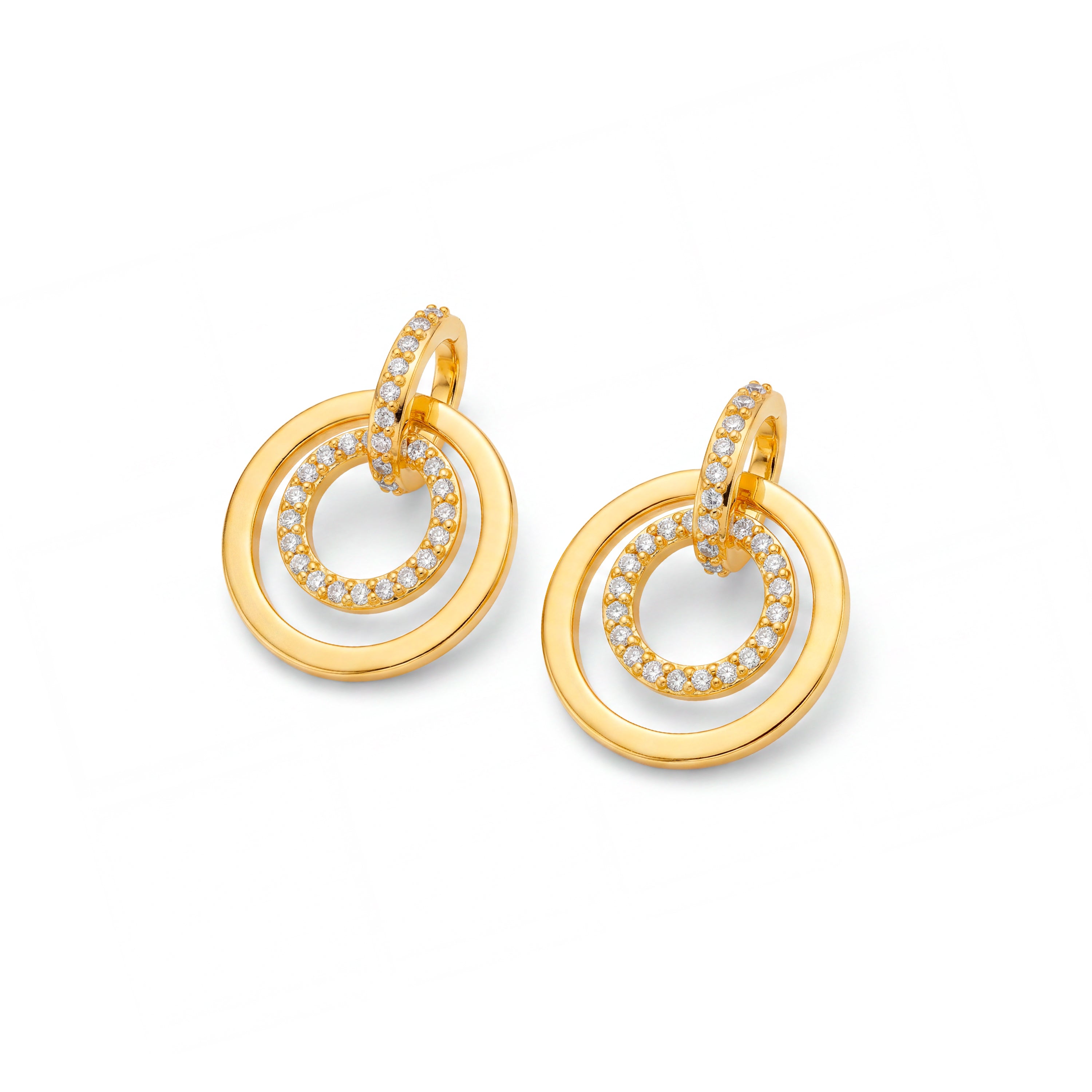 Pendientes de Circonita Brillante acabado en oro amarillo de 18k - Nahio