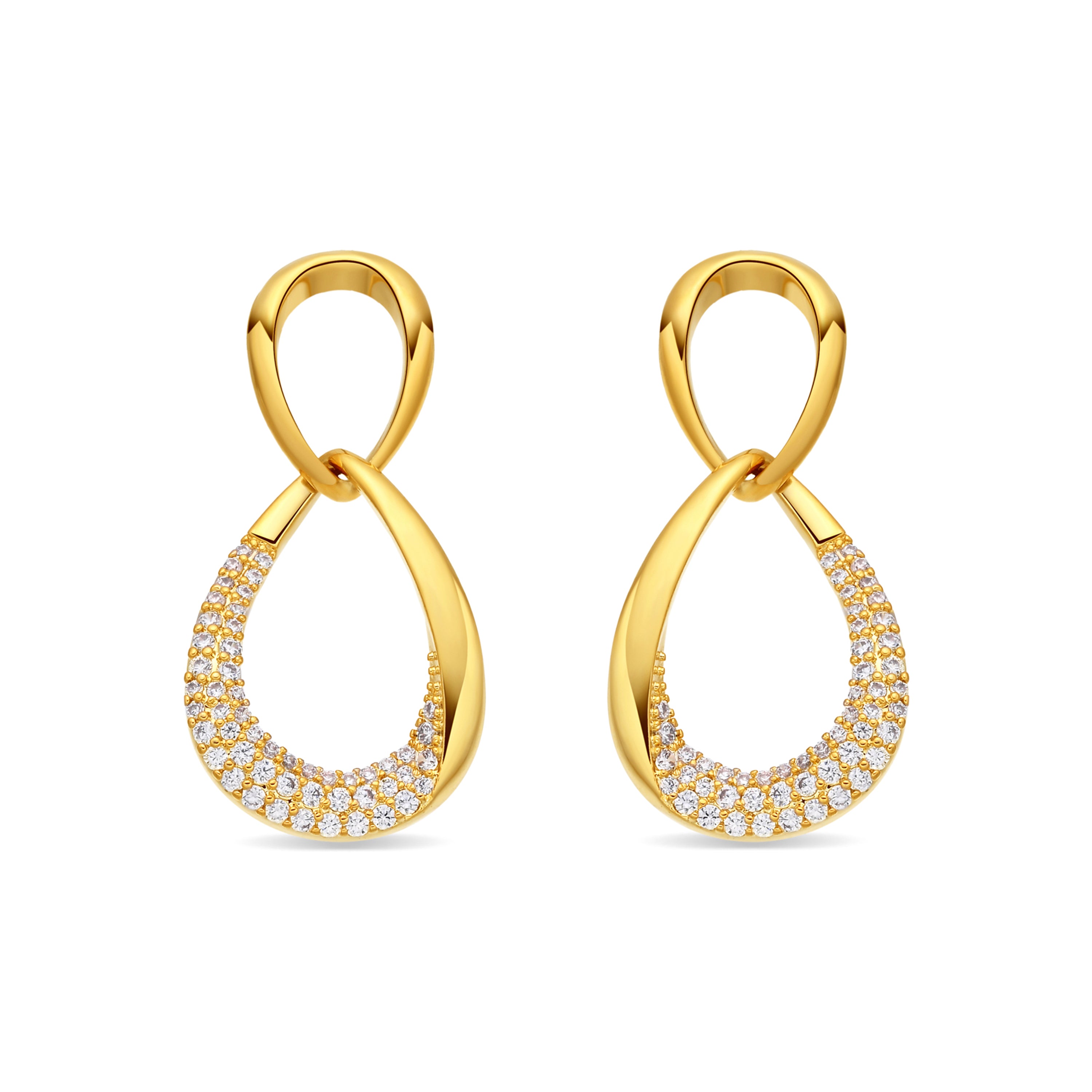 Boucles d'oreilles en zircon brillant finition or jaune 18 carats - Syroth