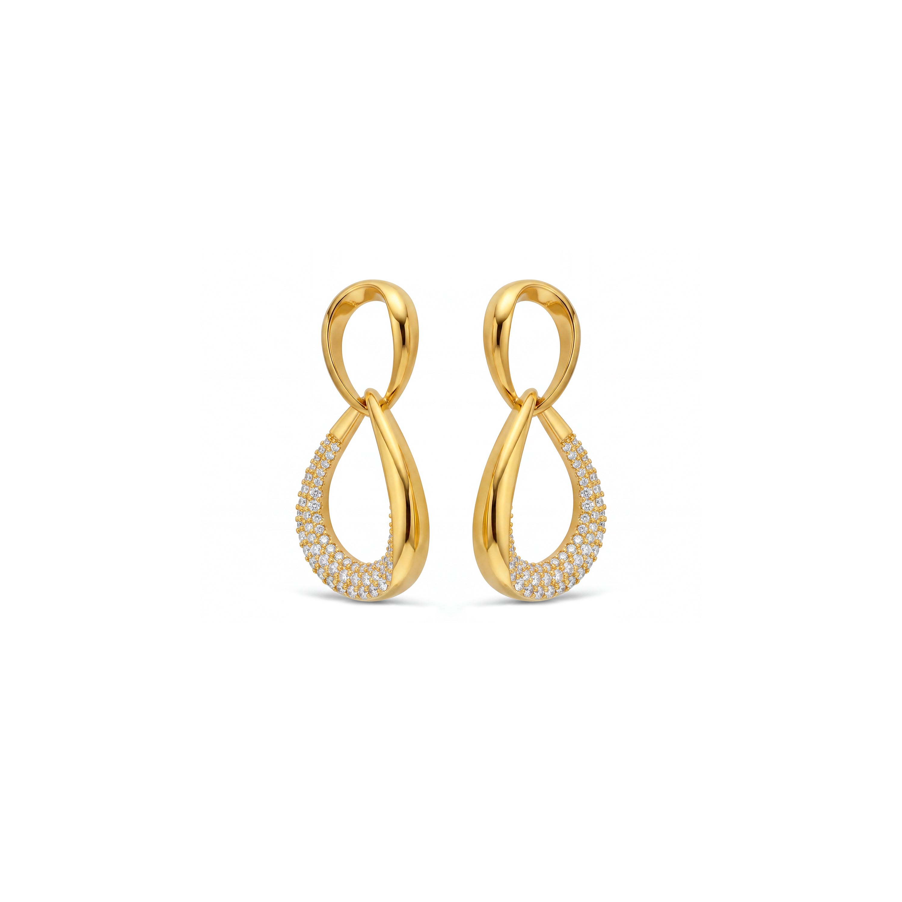 Boucles d'oreilles en zircon brillant finition or jaune 18 carats - Syroth