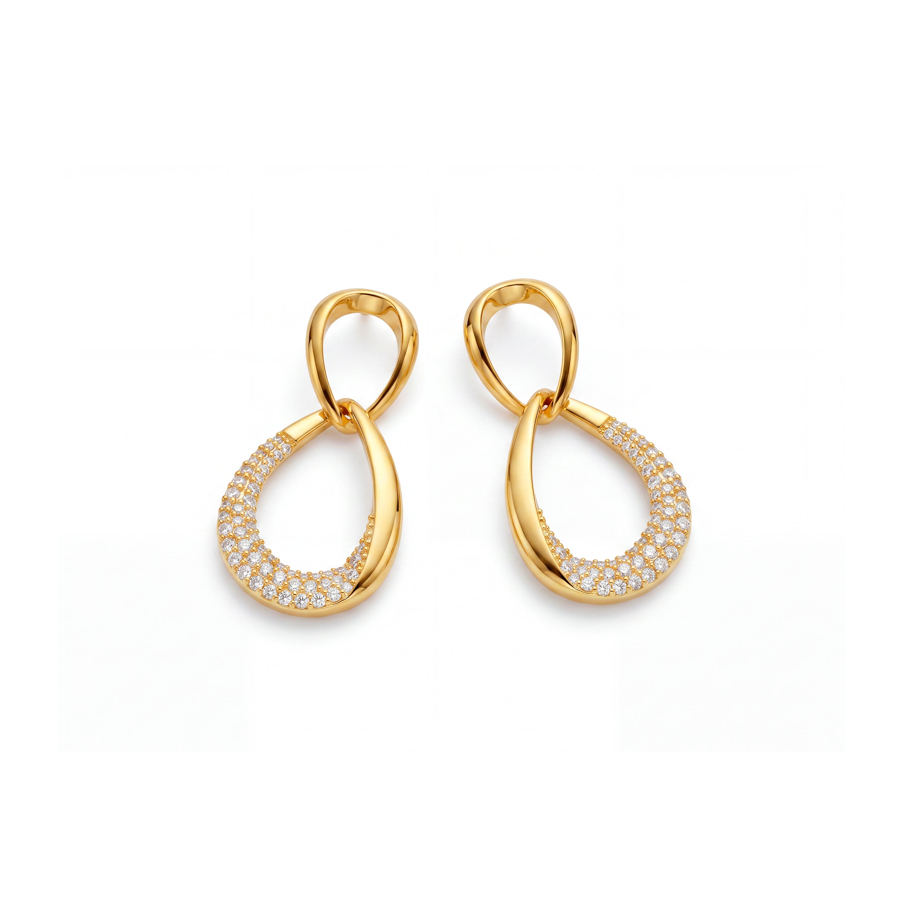 Boucles d'oreilles en zircon brillant finition or jaune 18 carats - Syroth