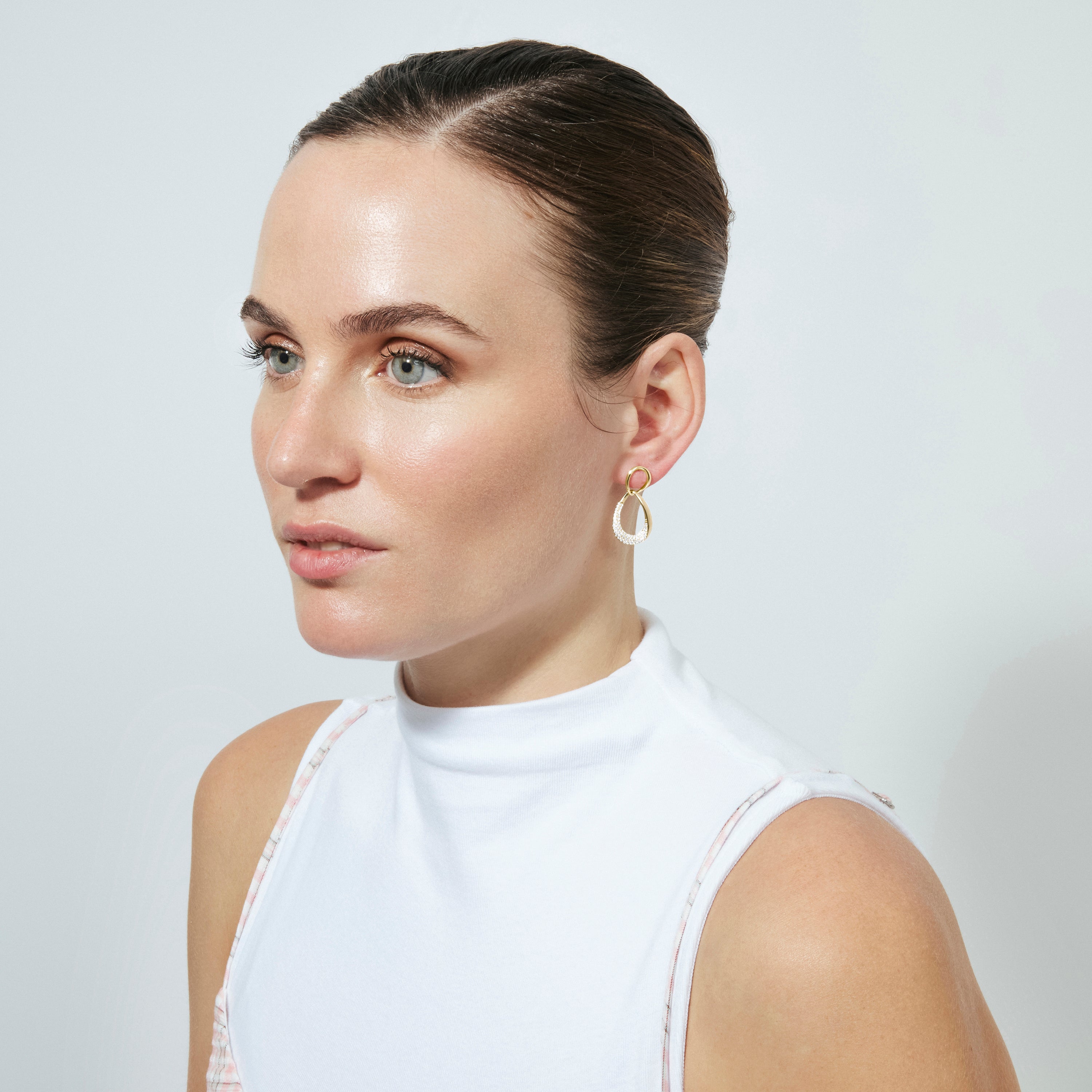 Boucles d'oreilles en zircon brillant finition or jaune 18 carats - Syroth