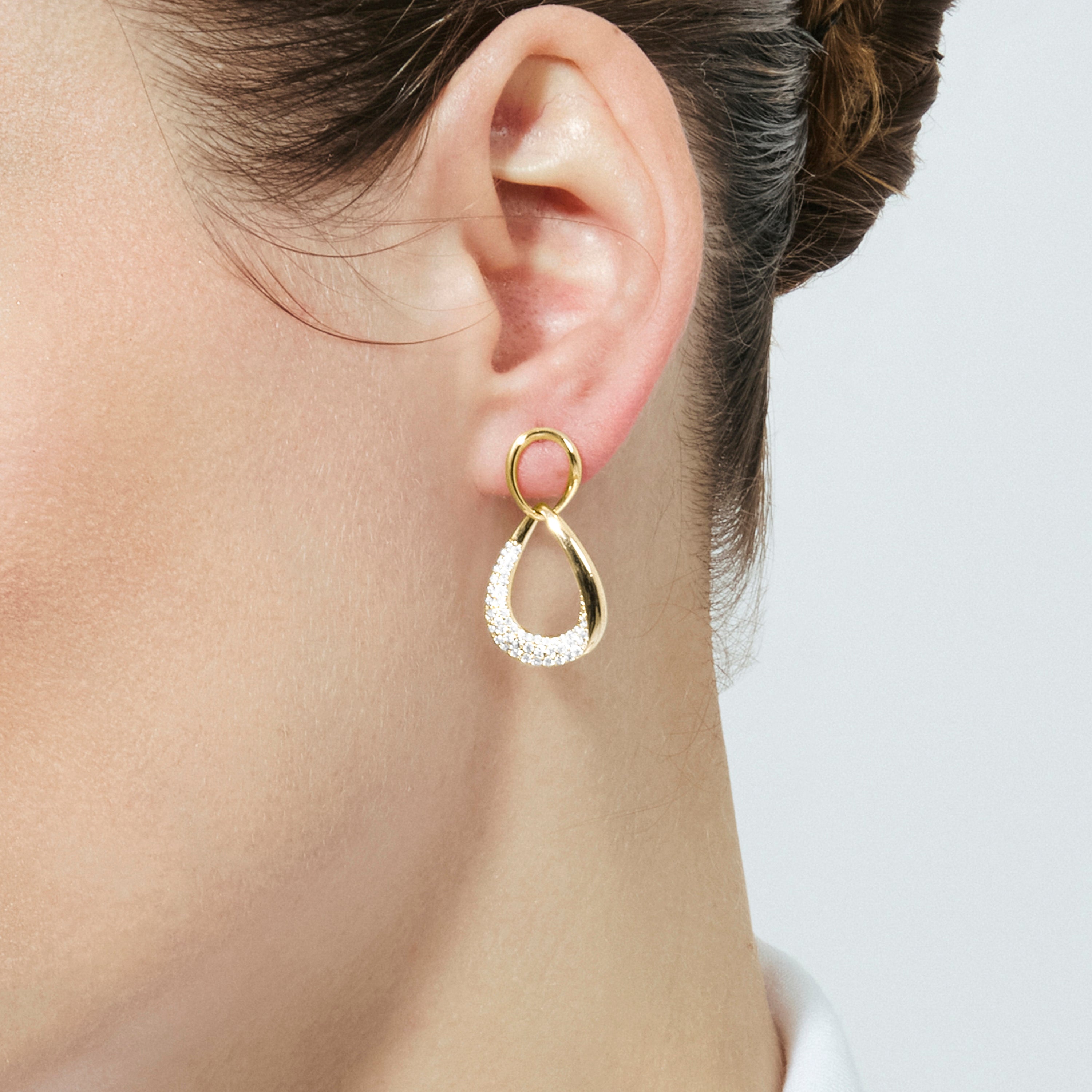 Boucles d'oreilles en zircon brillant finition or jaune 18 carats - Syroth