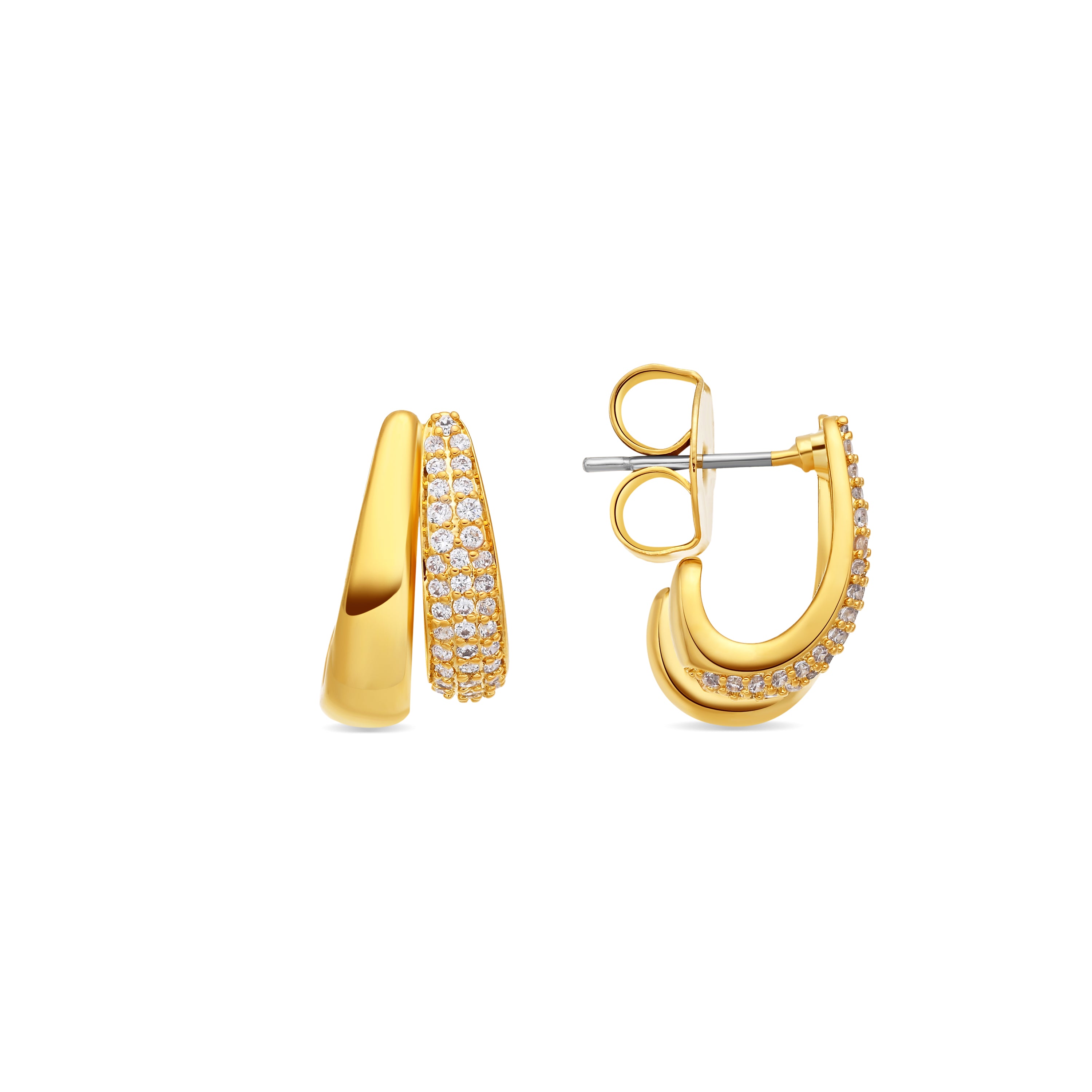 Brincos de Zircónia Brilhante com acabamento em ouro amarelo 18k - Sadani