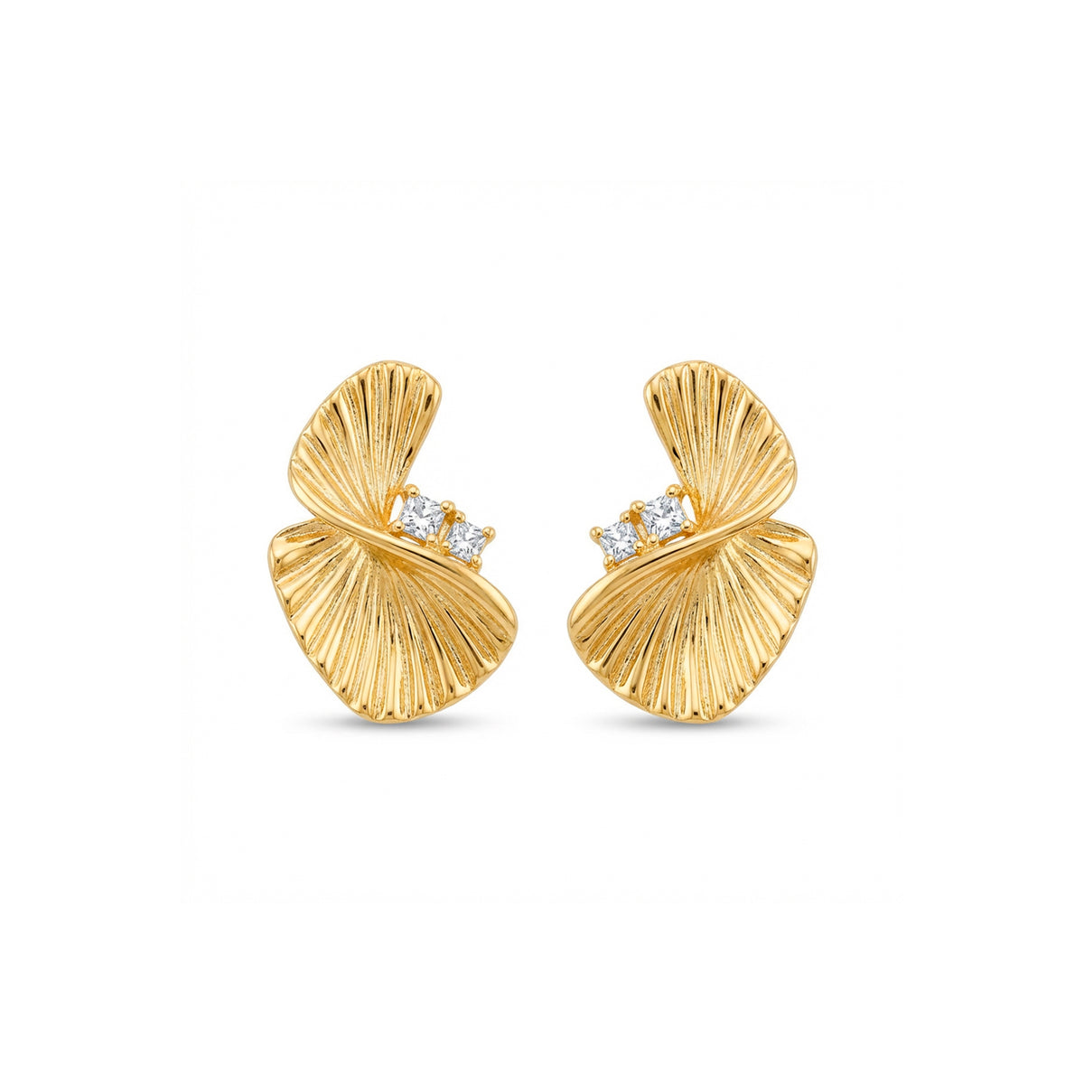 Brillanter Zirkonia-Ohrringe mit 18k Gelbgold-Finish - Pemier