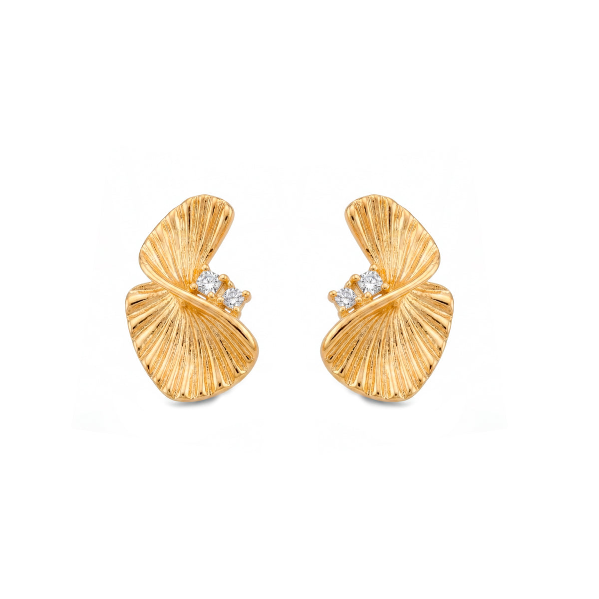 Brillanter Zirkonia-Ohrringe mit 18k Gelbgold-Finish - Pemier