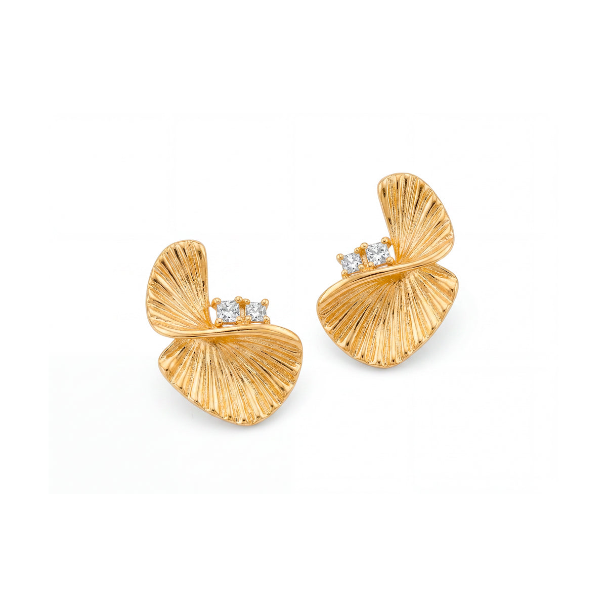 Brillanter Zirkonia-Ohrringe mit 18k Gelbgold-Finish - Pemier