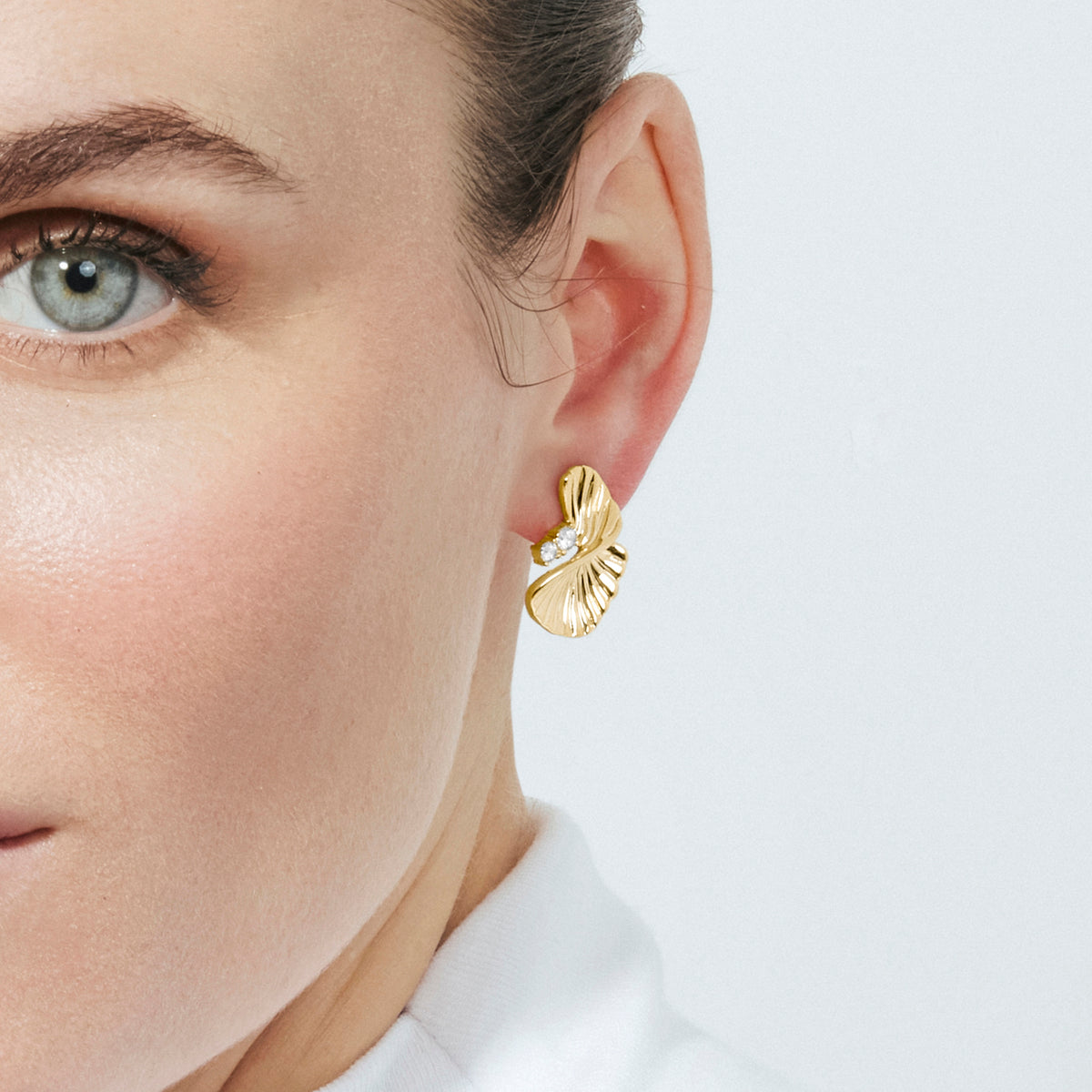 Brillanter Zirkonia-Ohrringe mit 18k Gelbgold-Finish - Pemier