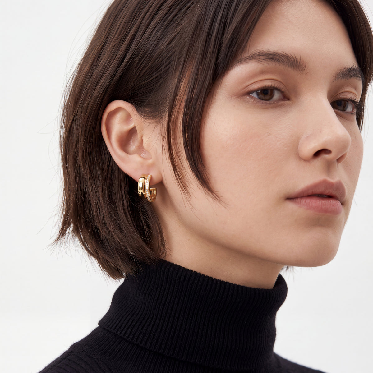 Orecchini in zircone brillante con finitura in oro giallo 18k - Kucaror
