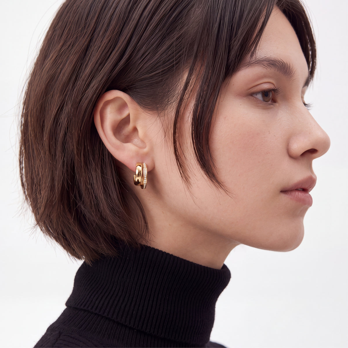 Orecchini in zircone brillante con finitura in oro giallo 18k - Kucaror