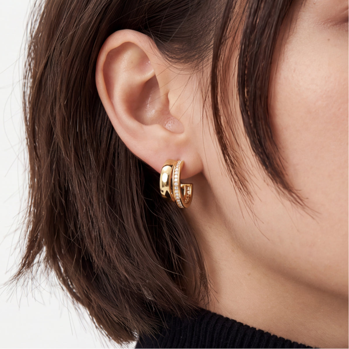 Orecchini in zircone brillante con finitura in oro giallo 18k - Kucaror