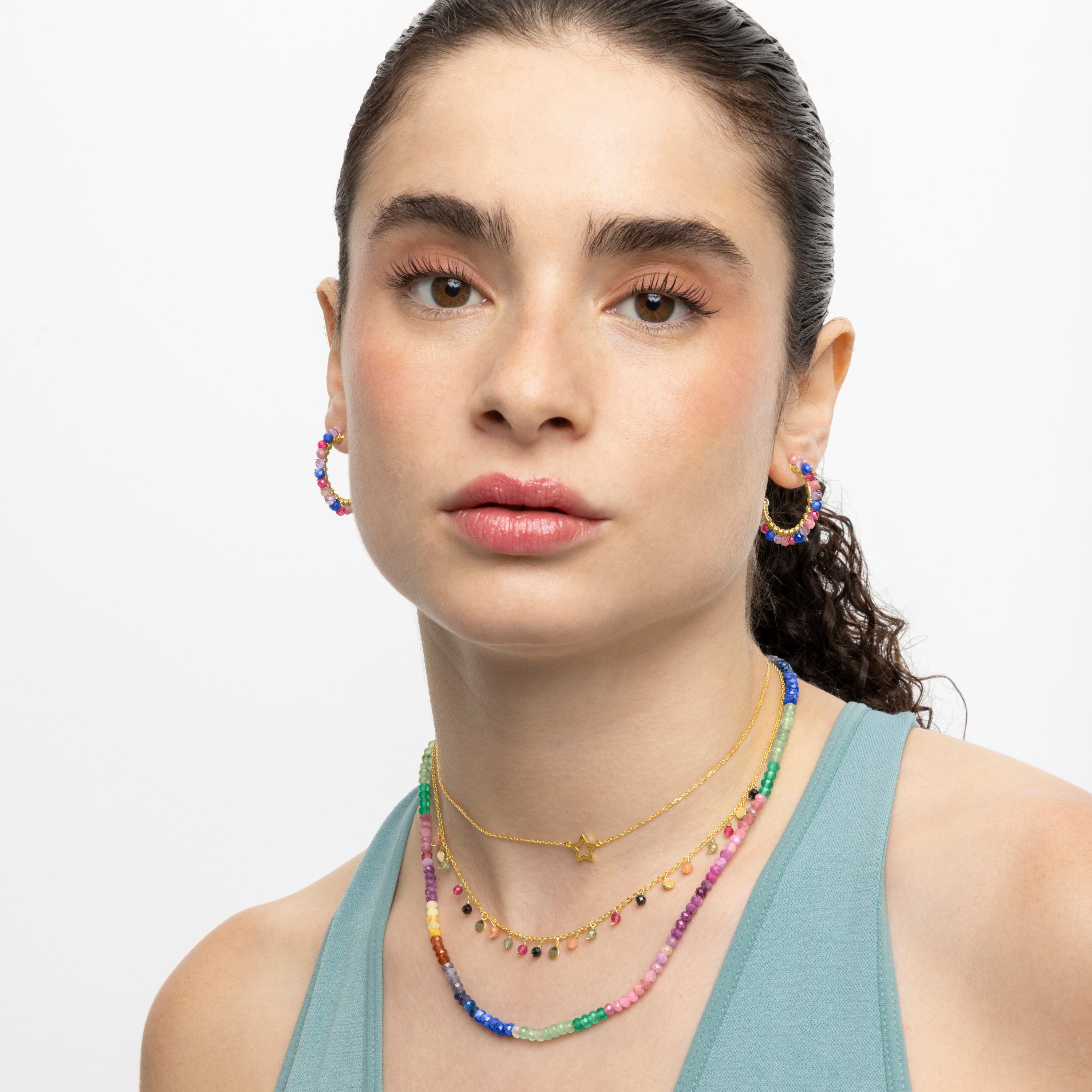 Orecchini in Cristallo Viola finiti in oro giallo 18K - Aiel