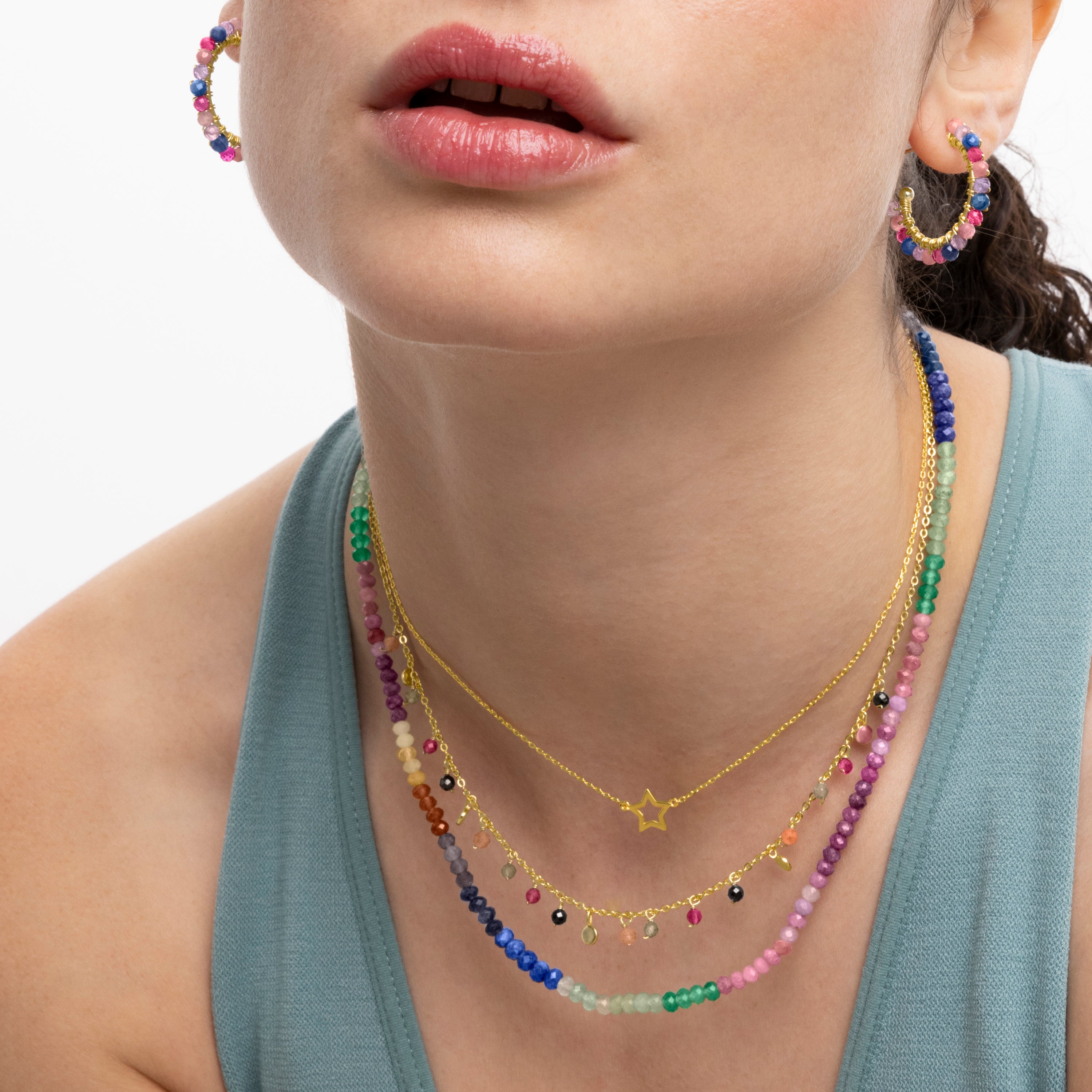 Orecchini in Cristallo Viola finiti in oro giallo 18K - Aiel
