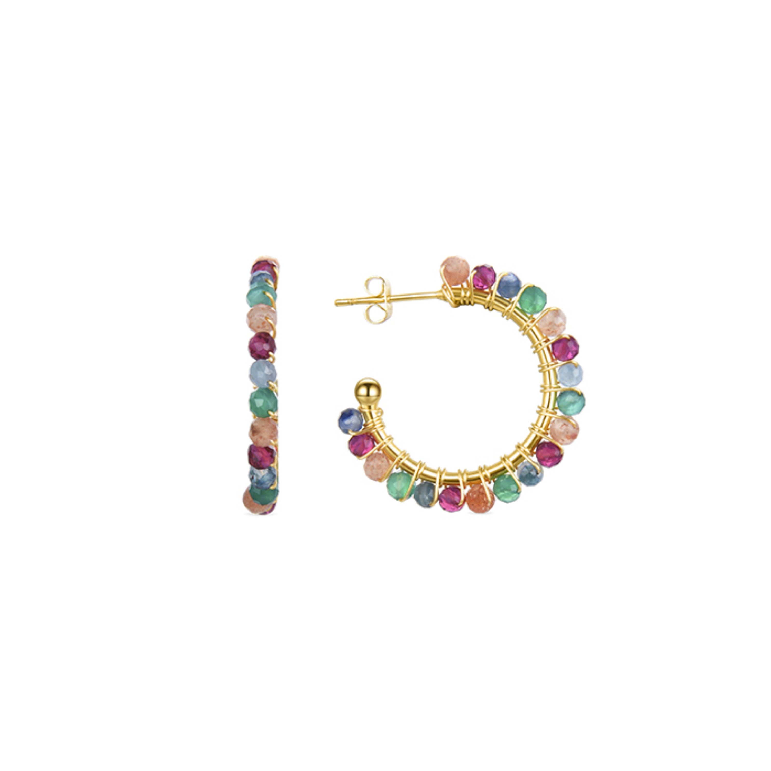Multicolor Crystal Earrings finished in 18K yellow gold - Aiel