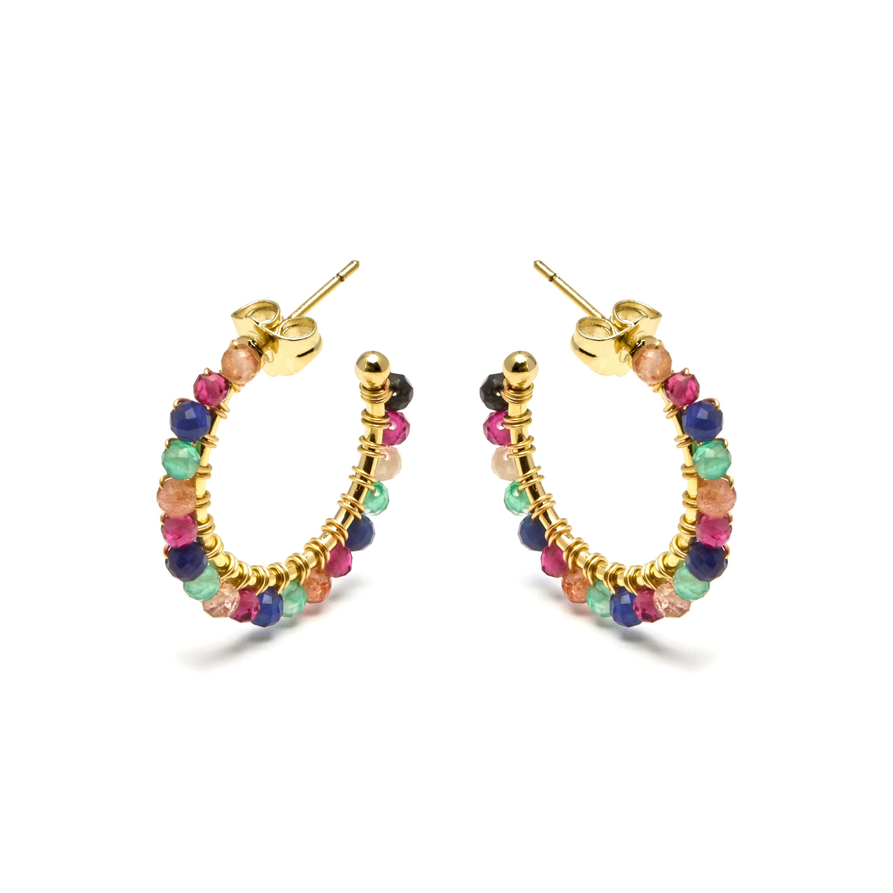 Pendientes de Cristal Multicolor acabados en oro amarillo 18K - Aiel