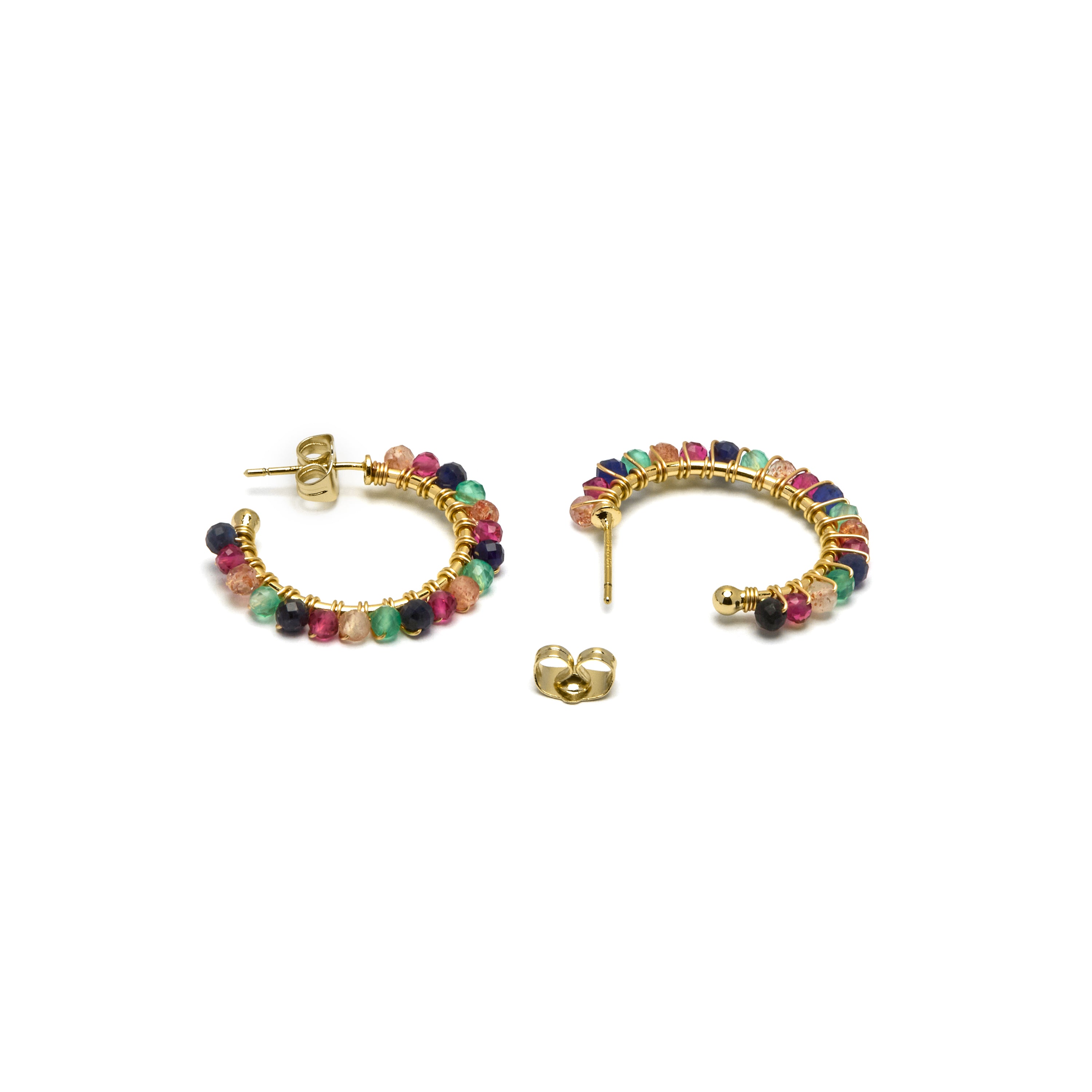 Pendientes de Cristal Multicolor acabados en oro amarillo 18K - Aiel