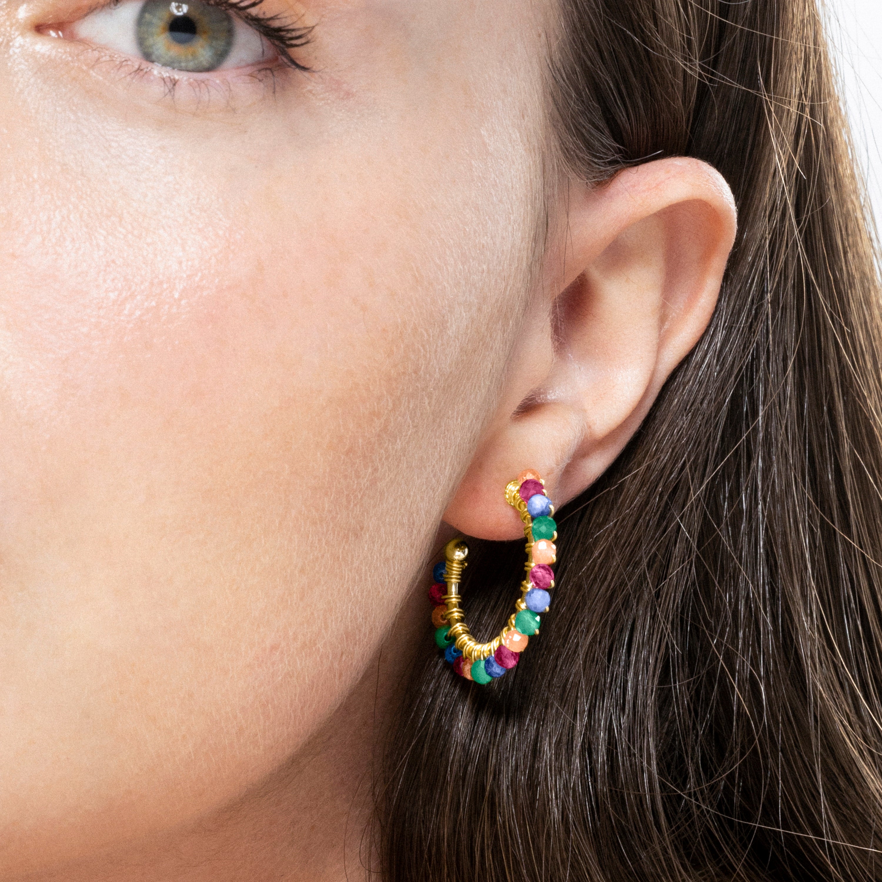 Pendientes de Cristal Multicolor acabados en oro amarillo 18K - Aiel