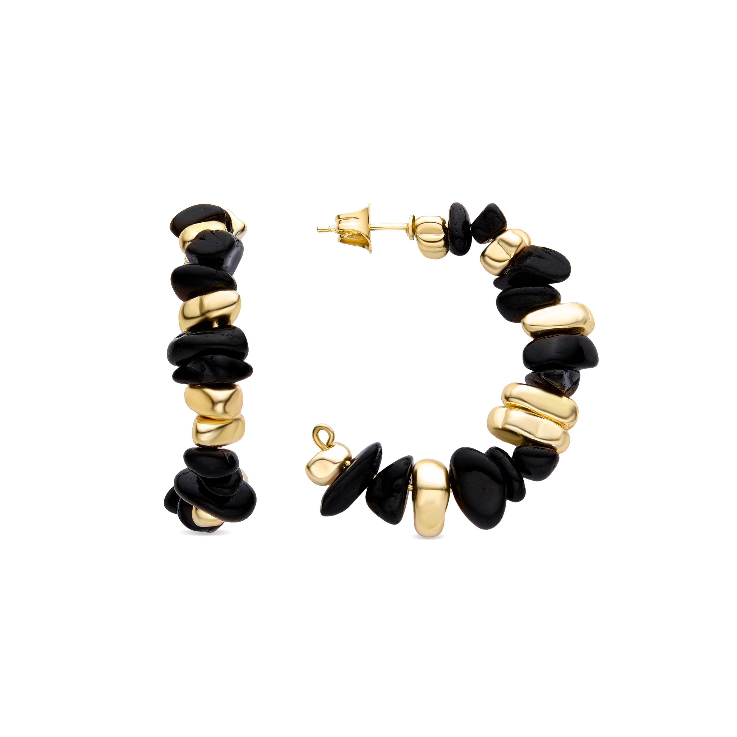 Brincos de Ágata Negra acabados em ouro amarelo 18K - Delay