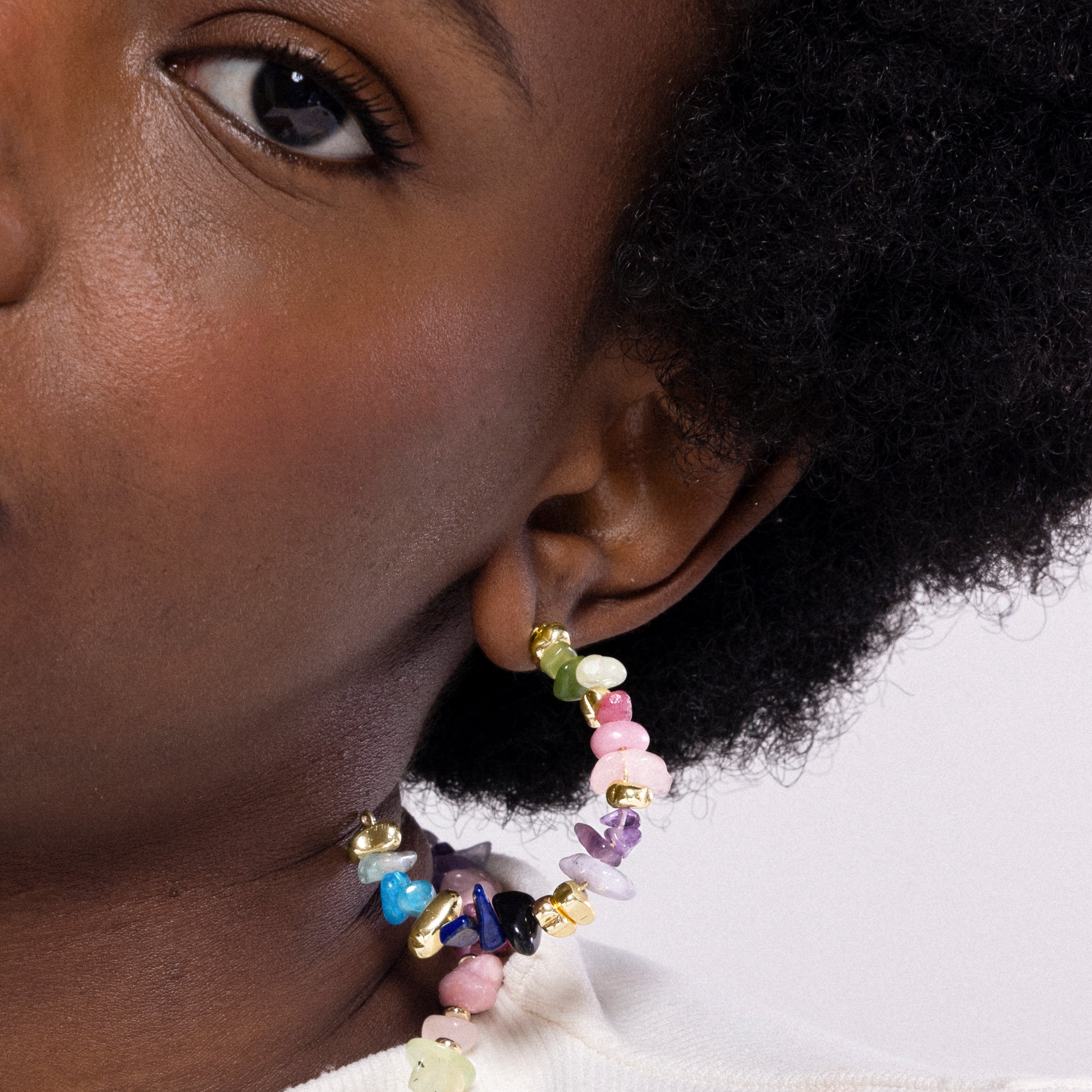 Fluorite earrings finished in 18K yellow gold - Diri