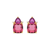 18k Yellow Gold Finished Pink Hydrothermal Quartz Earrings - Ilkan