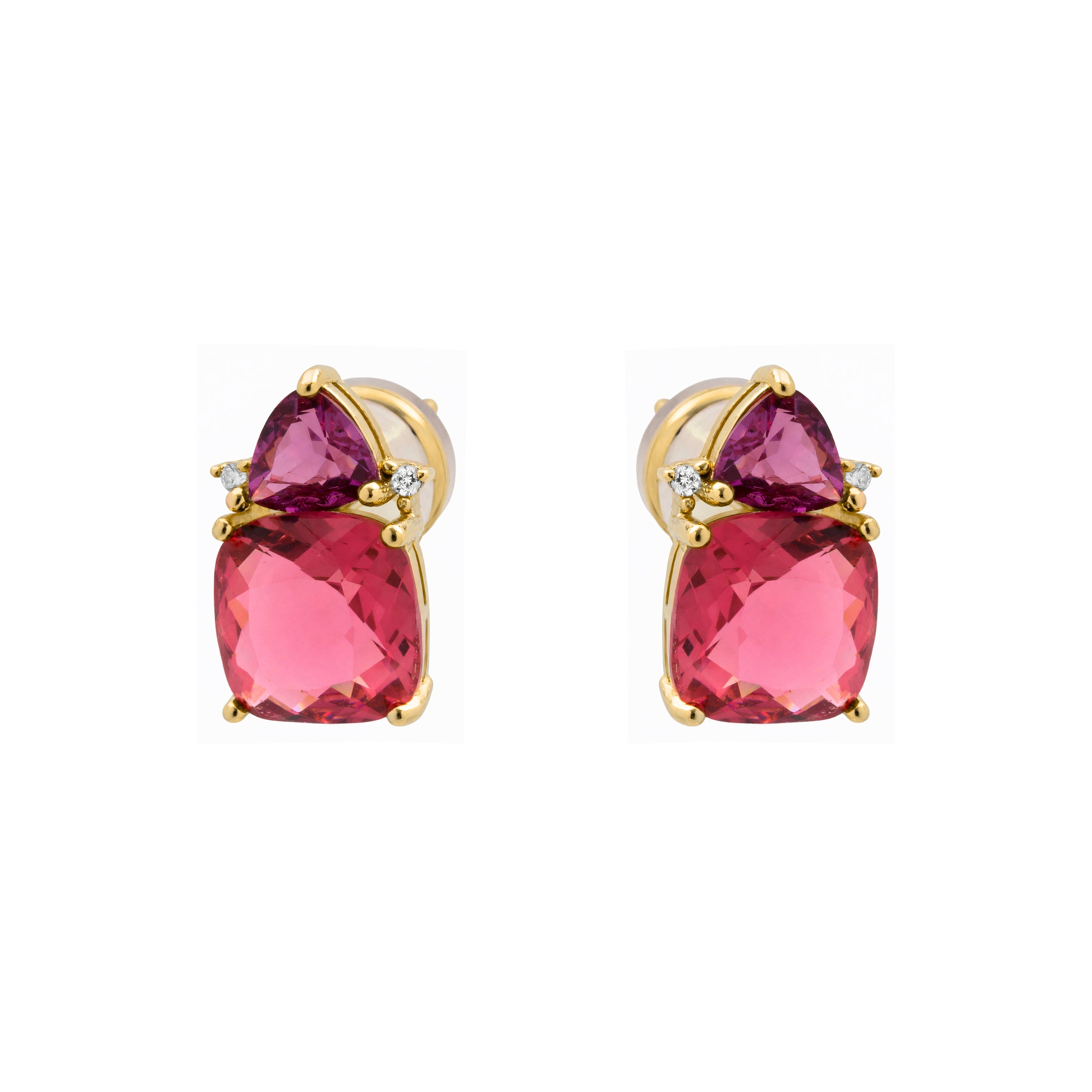 18k Yellow Gold Finished Pink Hydrothermal Quartz Earrings - Ilkan