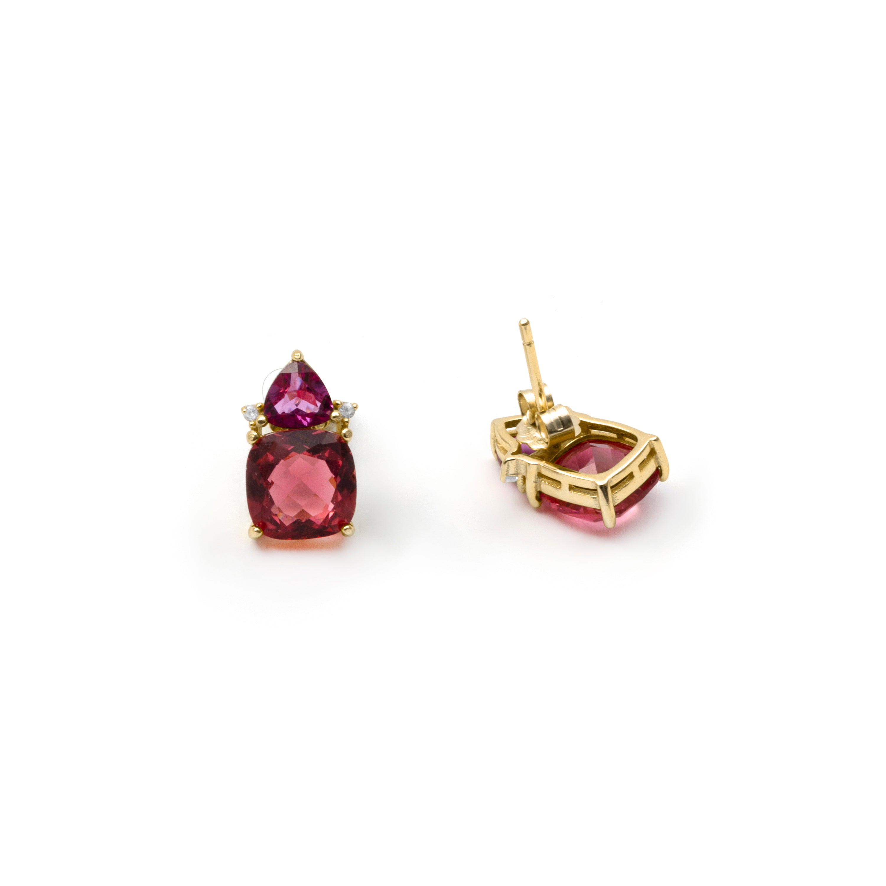18k Yellow Gold Finished Pink Hydrothermal Quartz Earrings - Ilkan