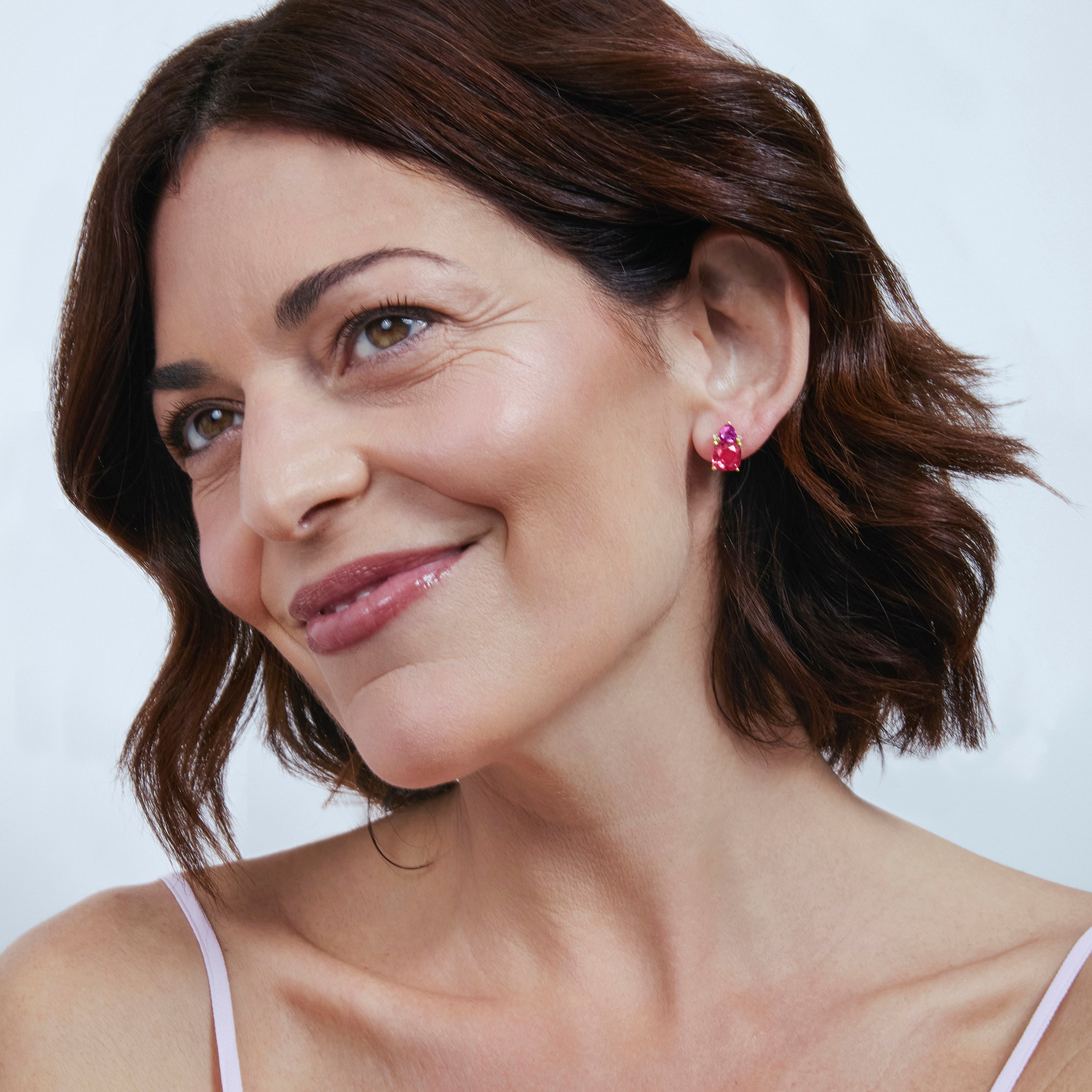 Pendientes de Cuarzo Hidrotermal Rosa acabado en oro amarillo de 18k - Ilkan