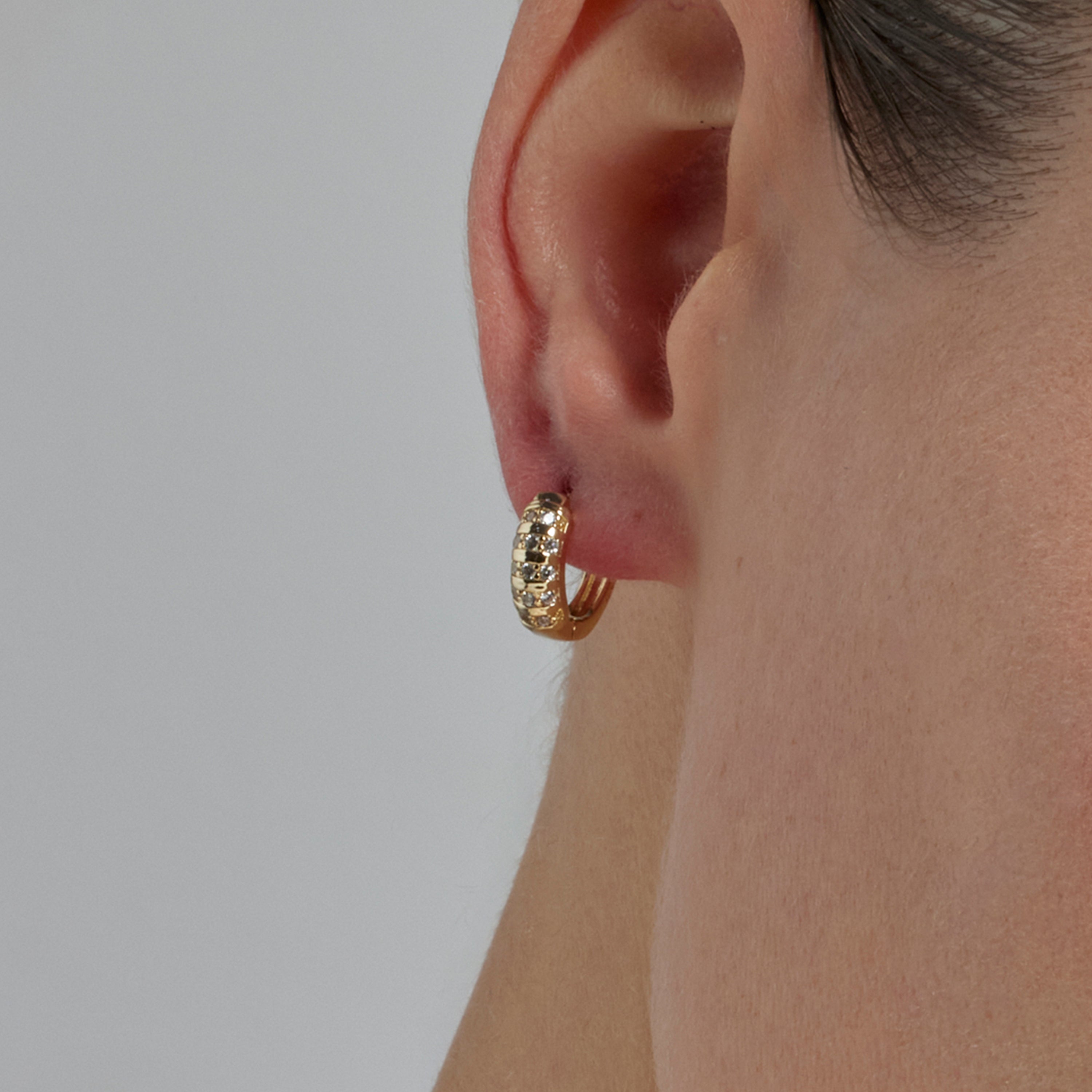 Pendientes de Circonita Brillante acabados en oro amarillo 18K - Linbu