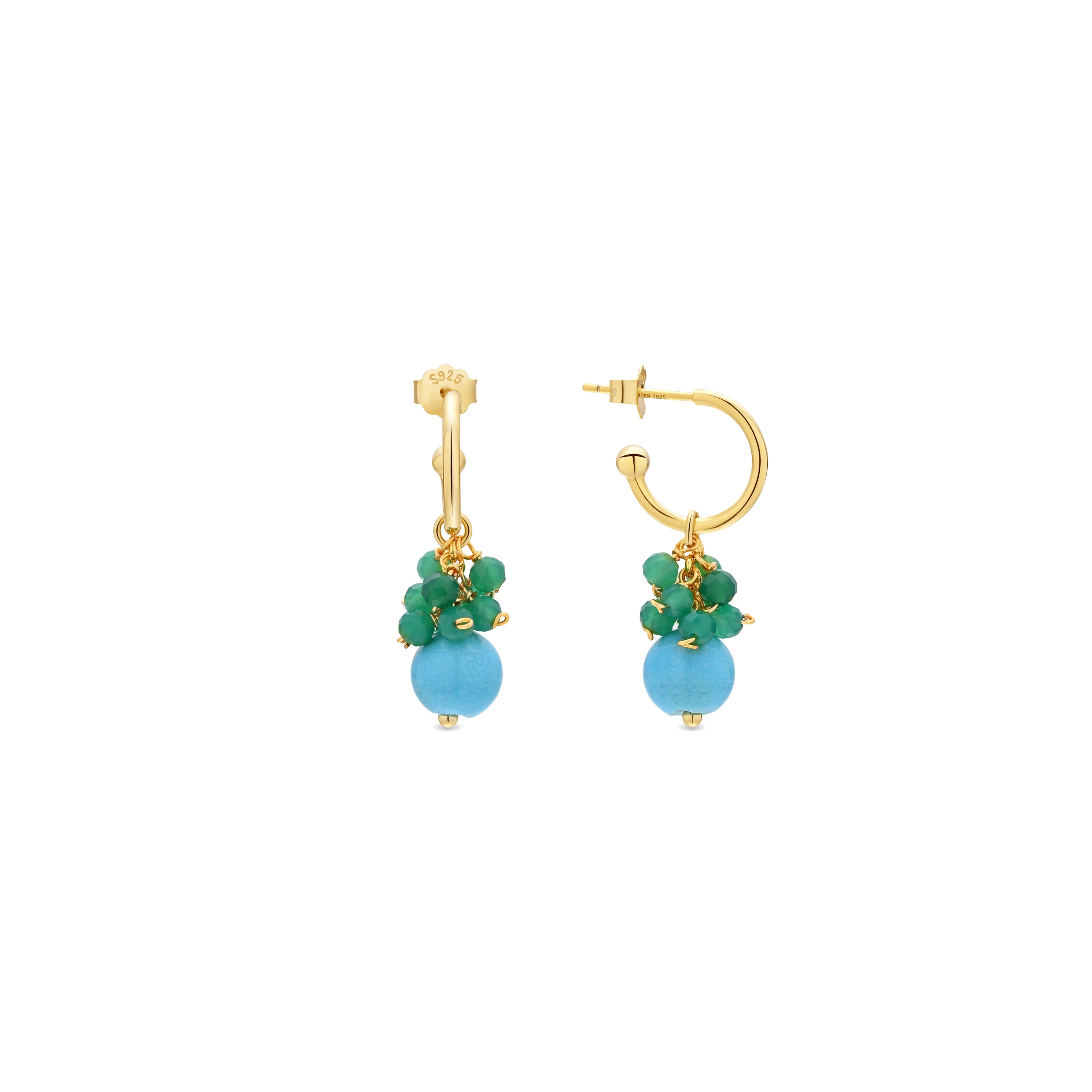Pendientes de Turquesa acabado en oro amarillo de 18k - Kangel