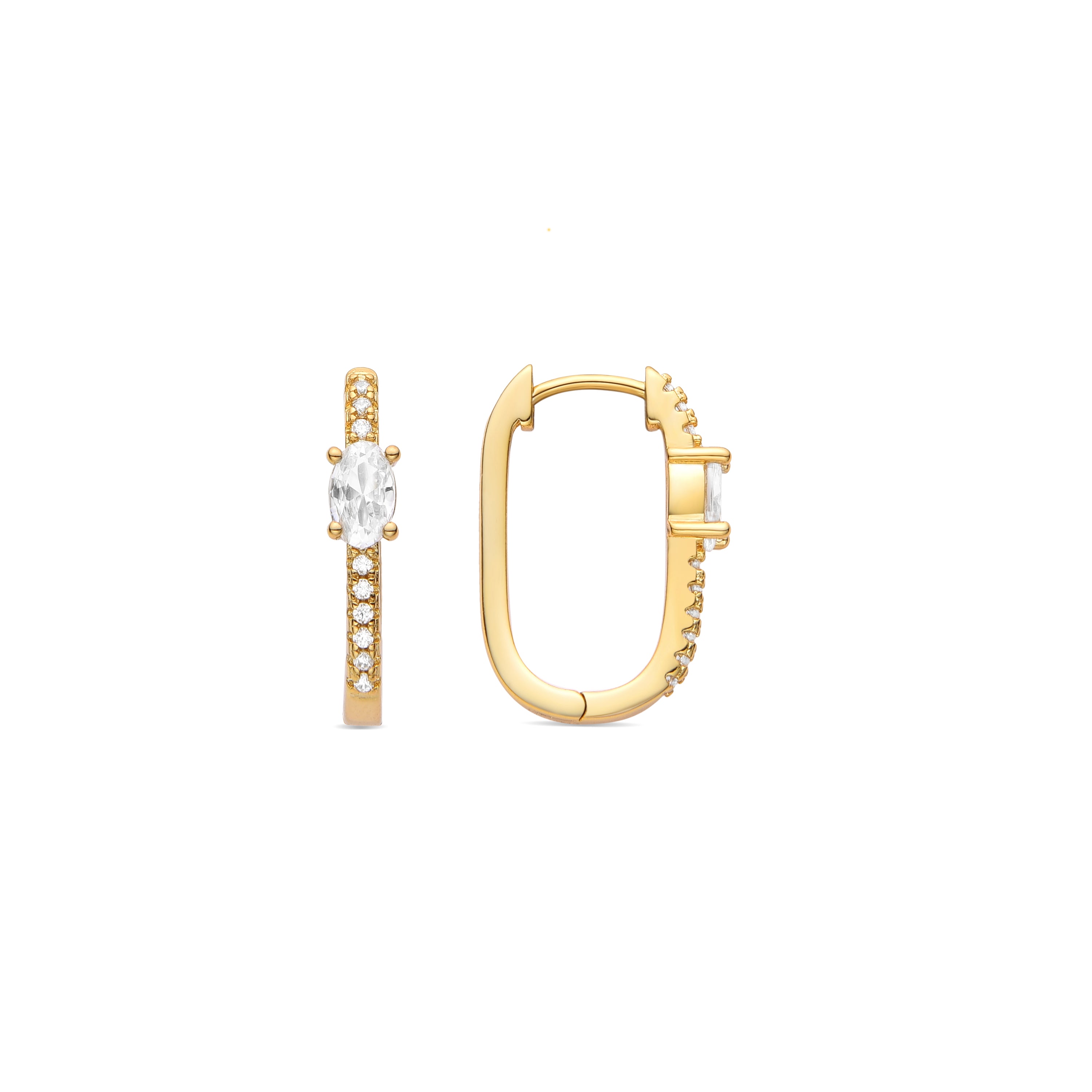 Boucles d'oreilles en zircon brillant finition or jaune 18K - Tiskah