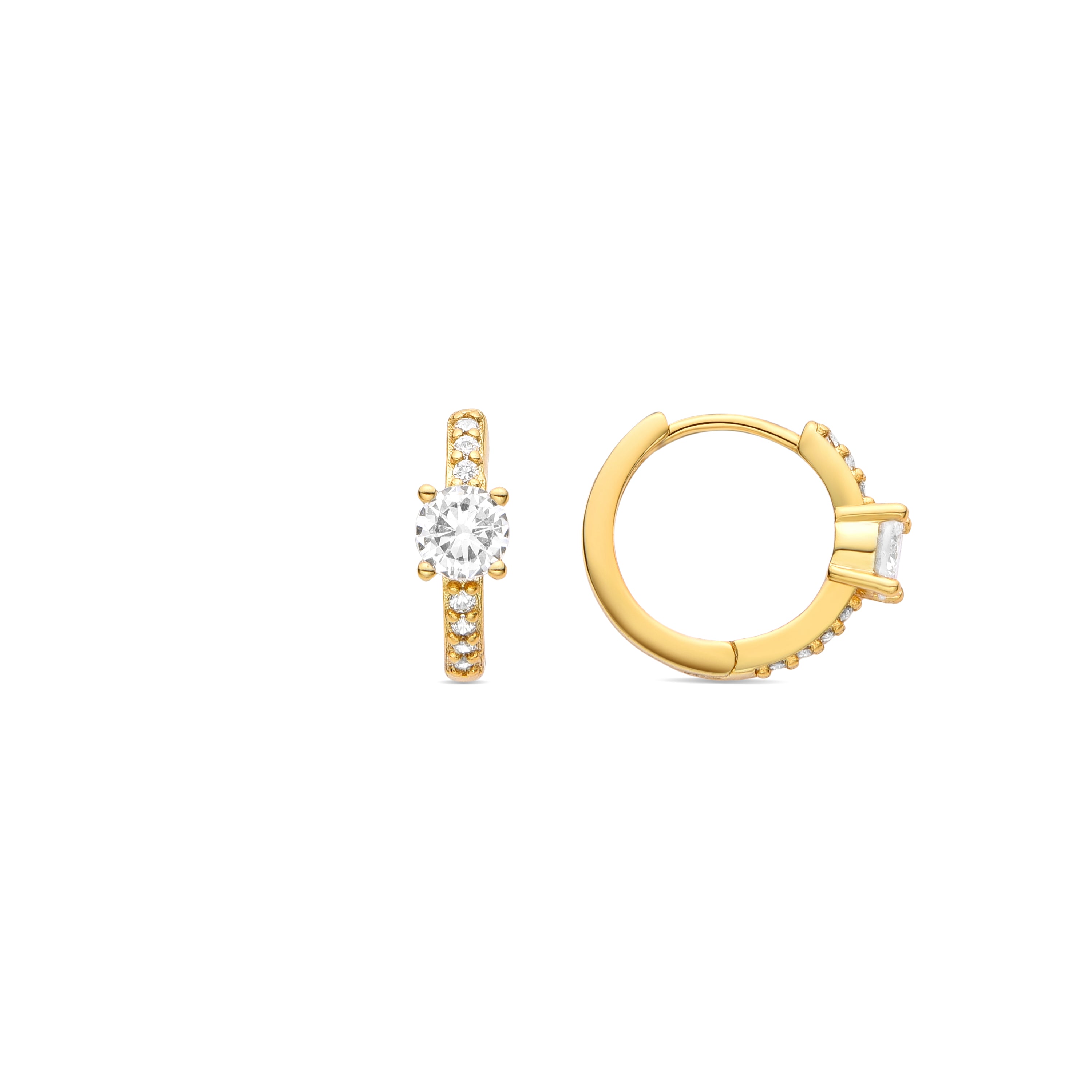 Boucles d'oreilles en zircon brillant finition or jaune 18K - Mahne