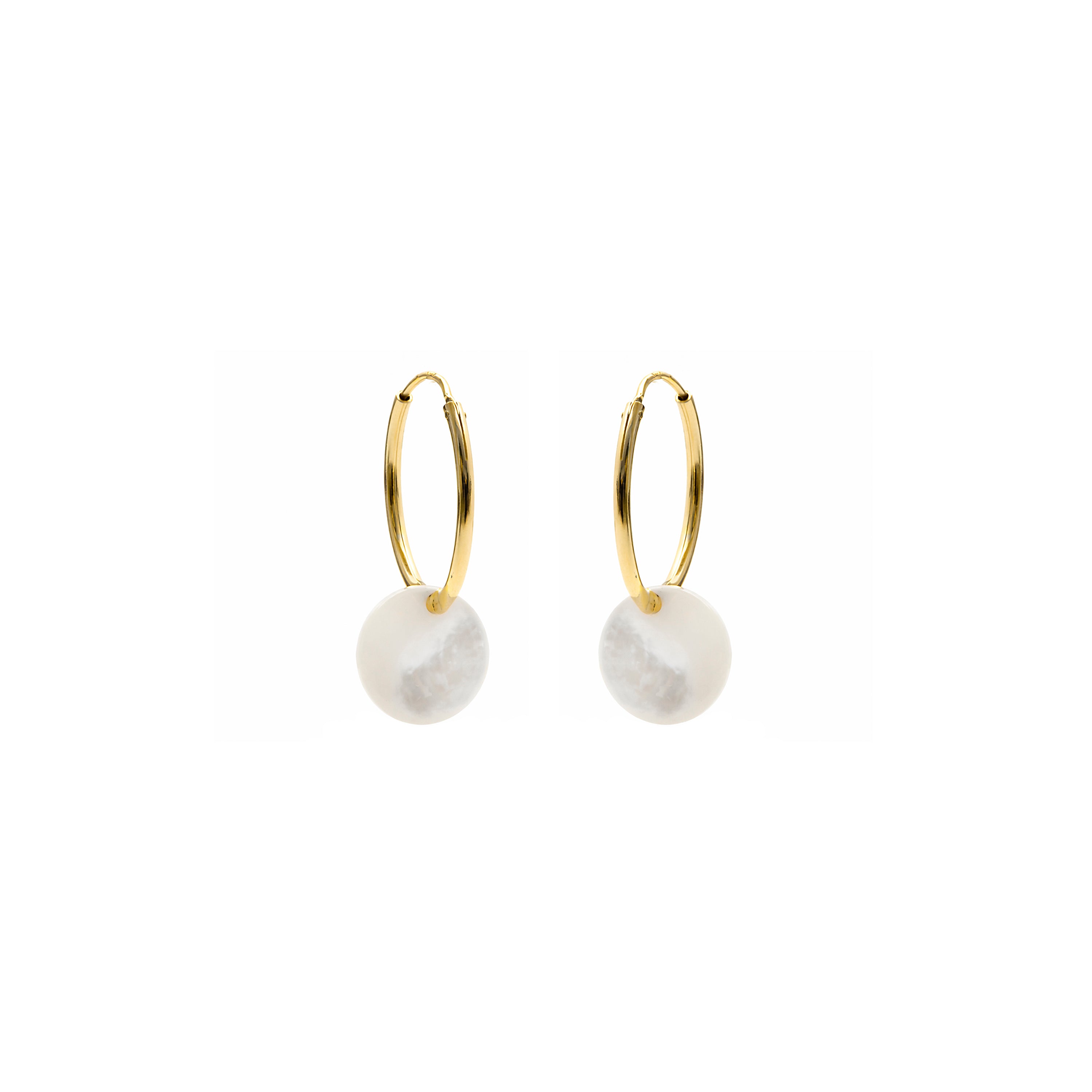 White Mother-of-Pearl Earrings with 18k Yellow Gold Finish - Jafam