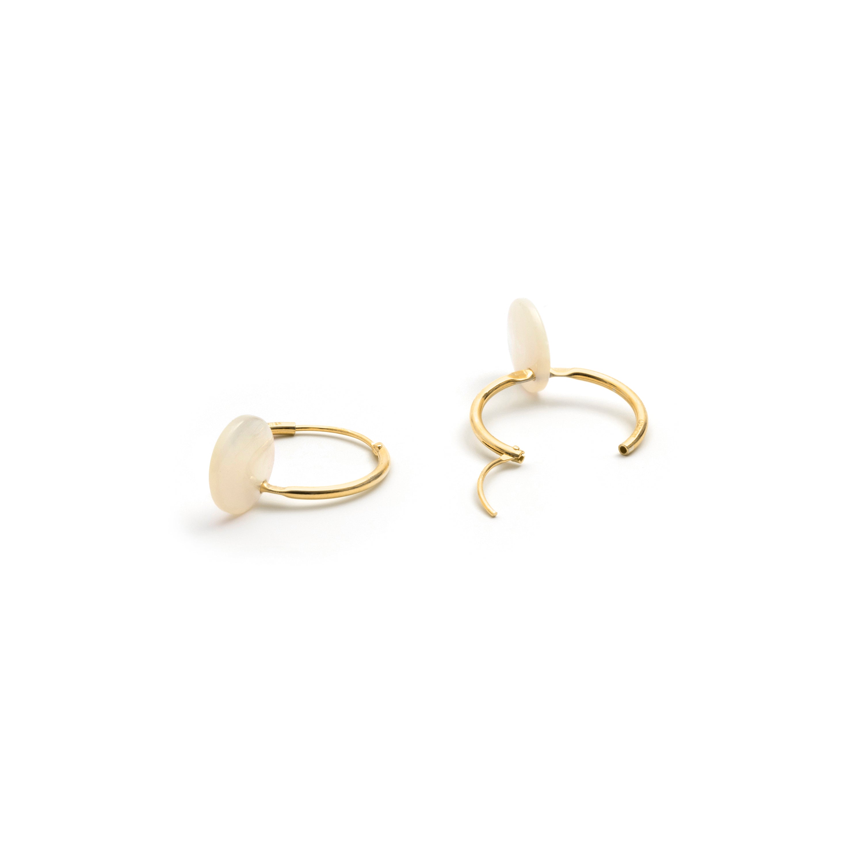 White Mother-of-Pearl Earrings with 18k Yellow Gold Finish - Jafam