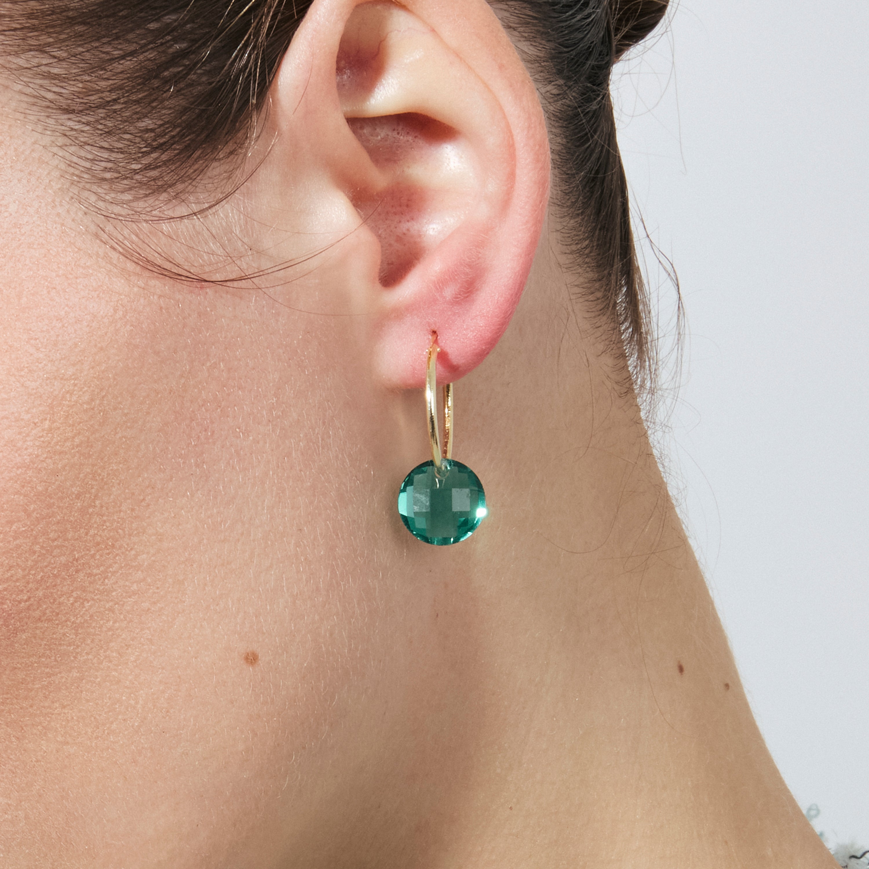 Ohrringe aus grünem Paraiba-Hydrothermalquarz mit 18-karätiger Gelbgoldfassung - Jafam