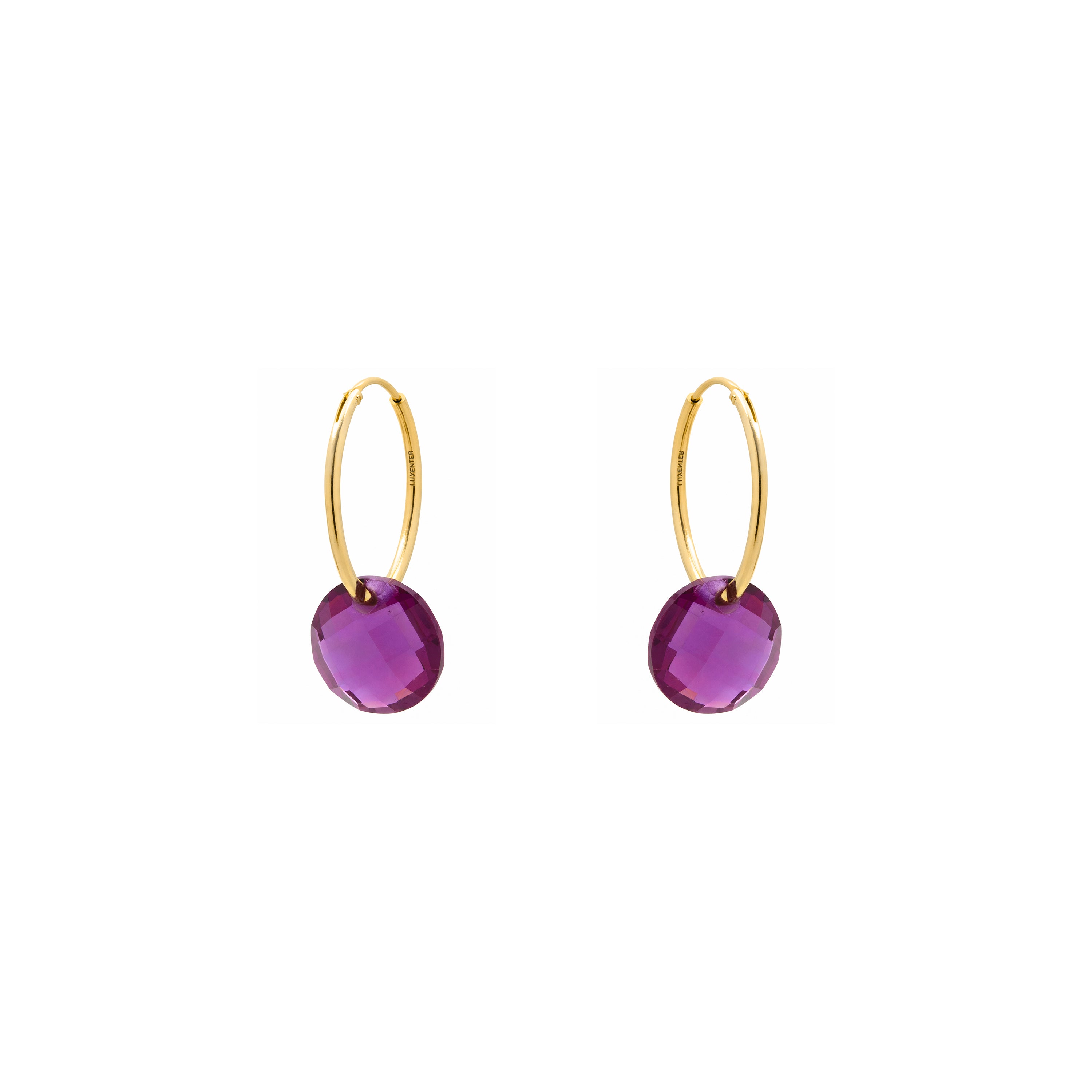 Pendientes de Cuarzo Hidrotermal Amatista acabado en oro amarillo de 18k - Jafam