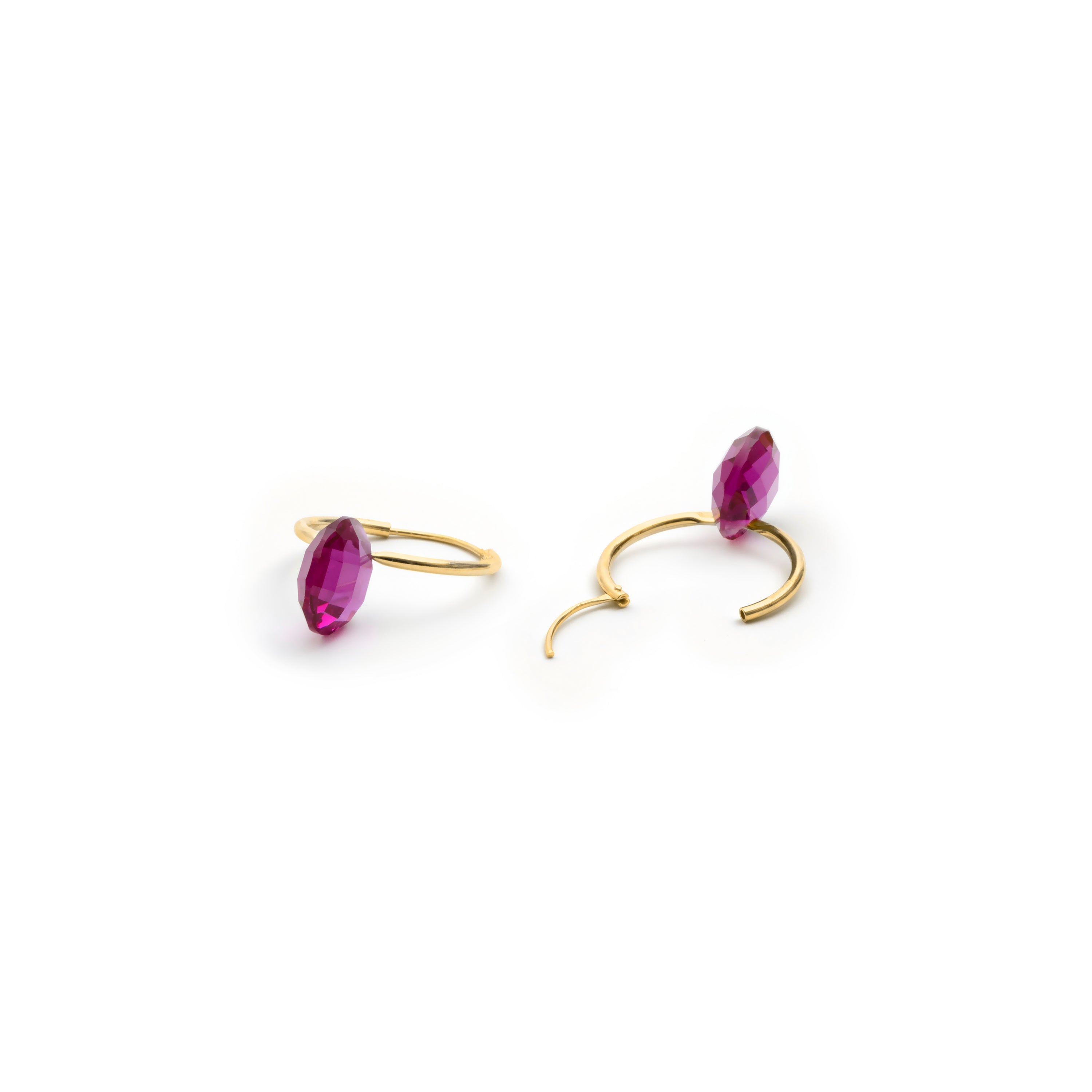 Pendientes de Cuarzo Hidrotermal Amatista acabado en oro amarillo de 18k - Jafam