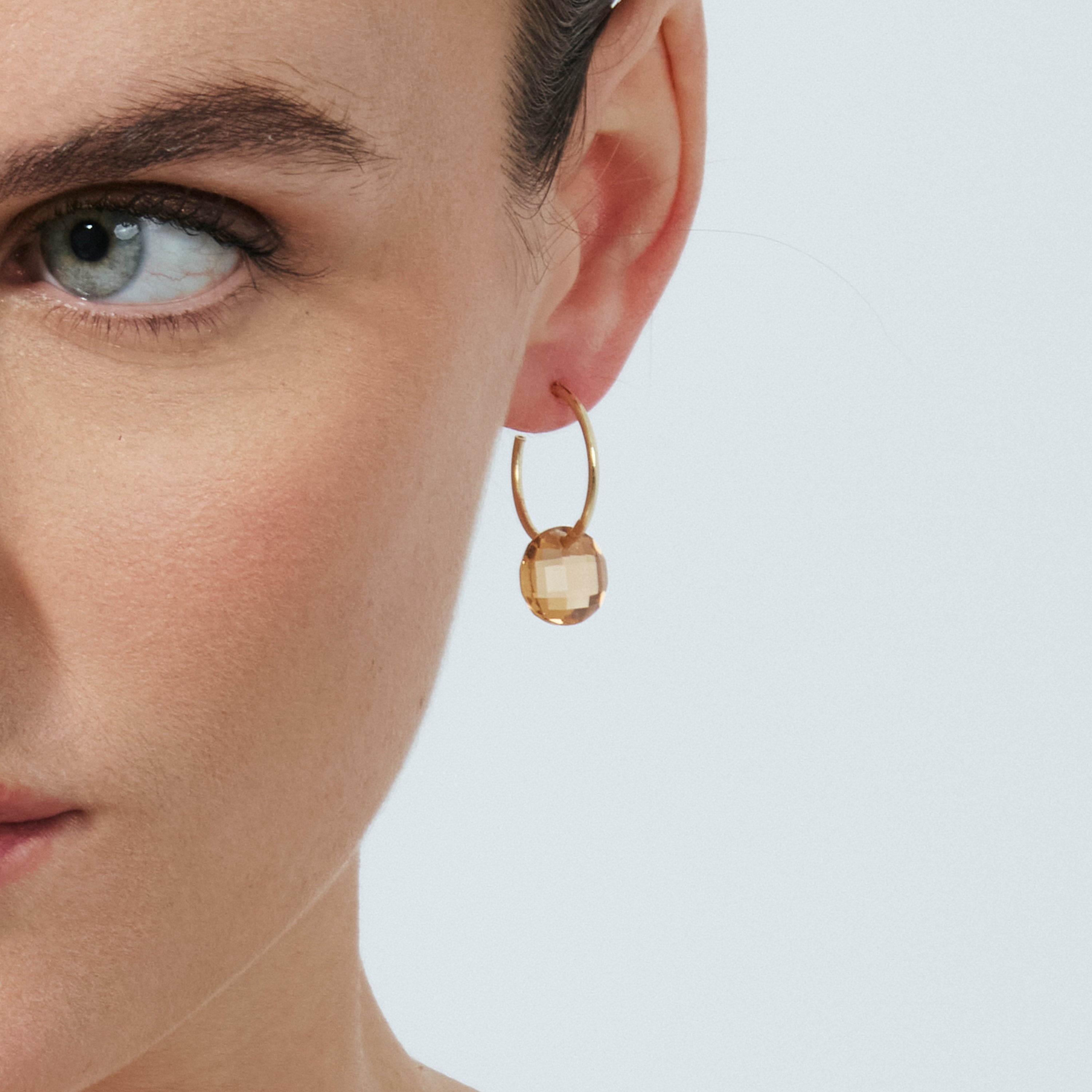 Boucles d'oreilles en quartz hydrothermal champagne finition en or jaune 18 carats - Jafam