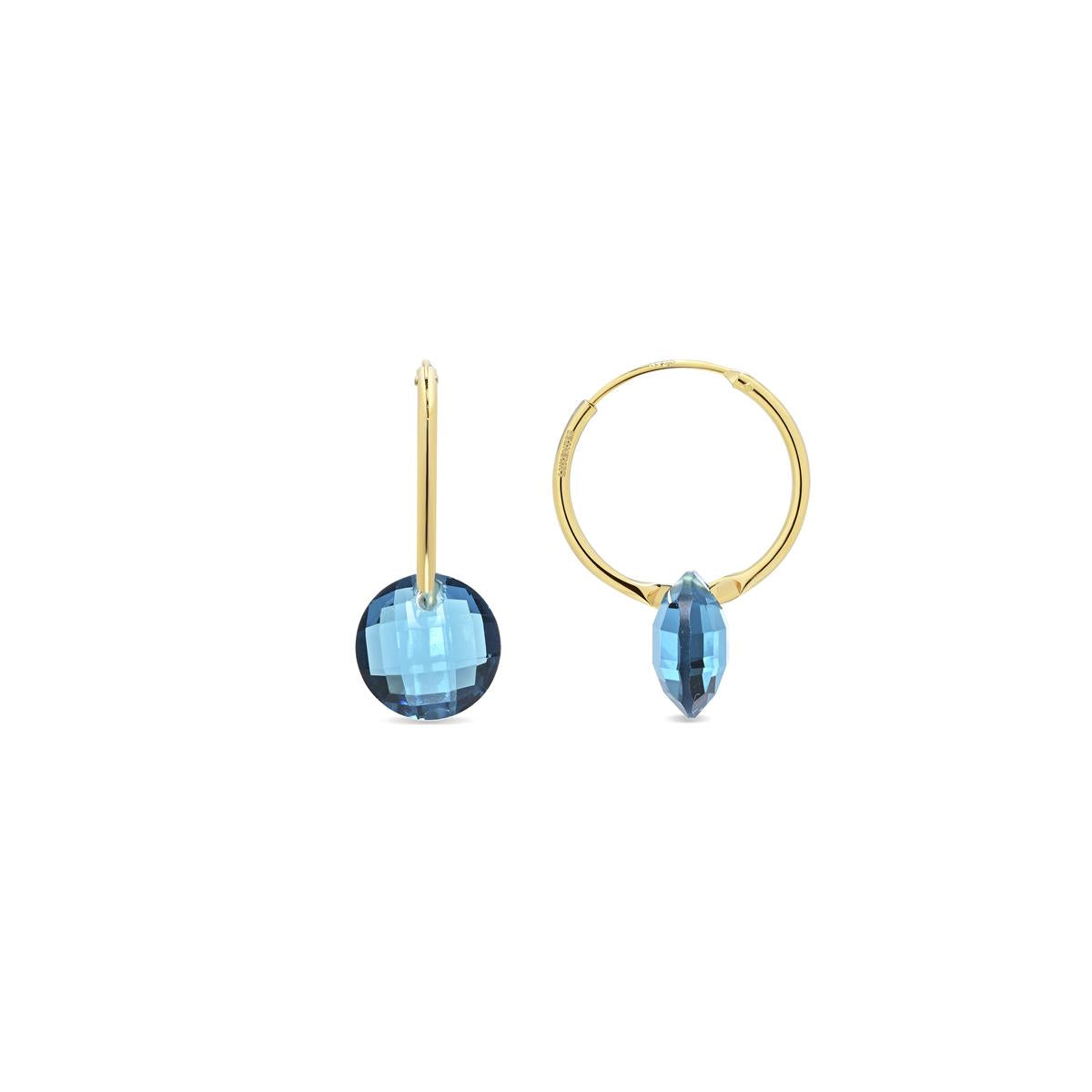 Pendientes de Cuarzo Hidrotermal Lapislazuli acabado en oro amarillo de 18k - Jafam